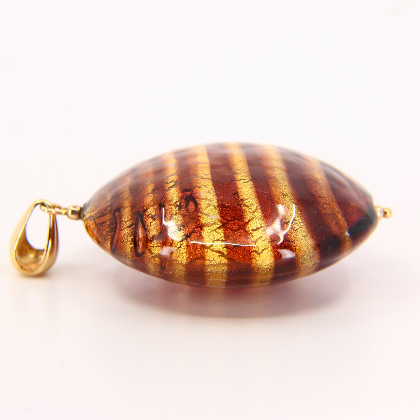 Vintage 9ct Gold Italian Murano Glass Pendant Glitterball Charm