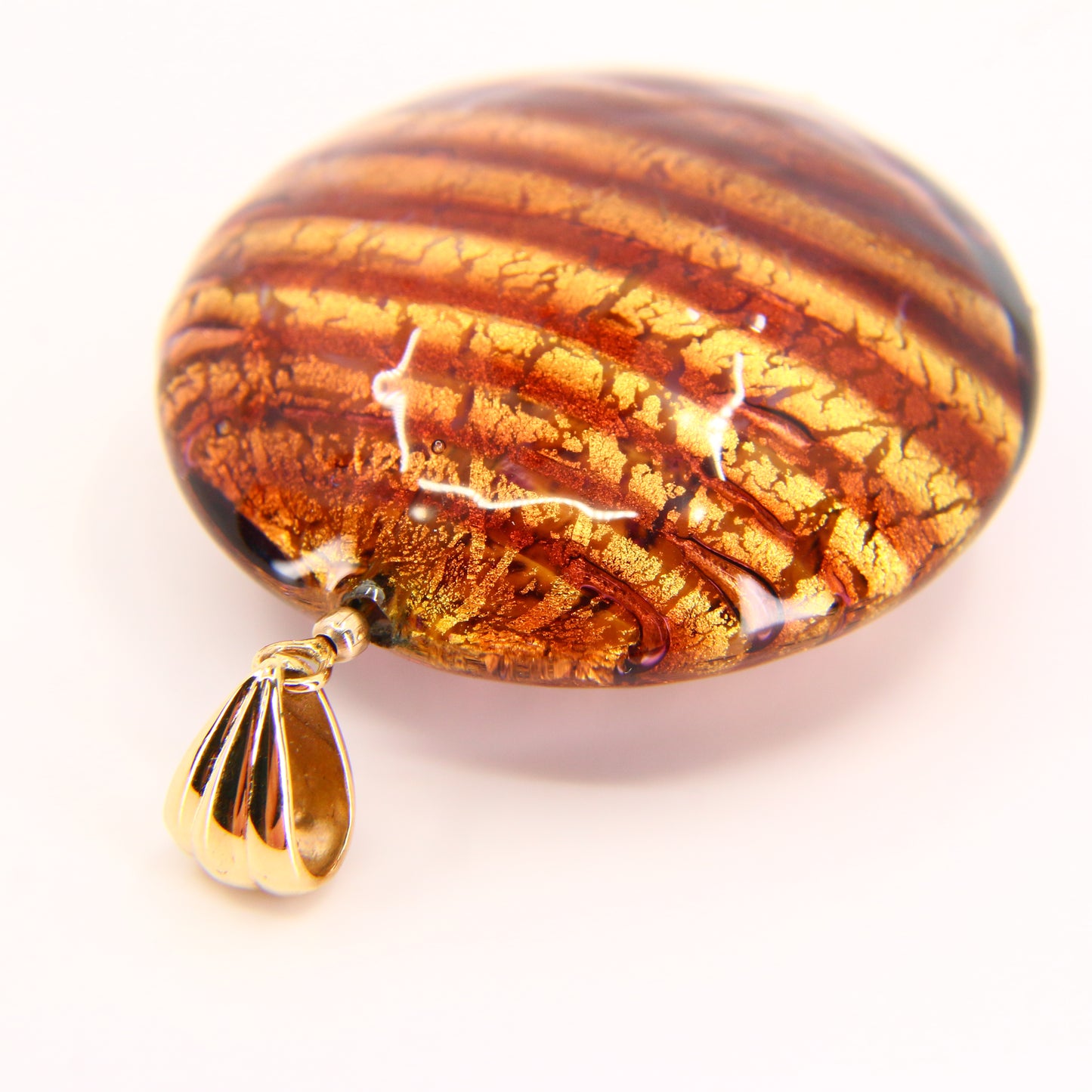 Vintage 9ct Gold Italian Murano Glass Pendant Glitterball Charm