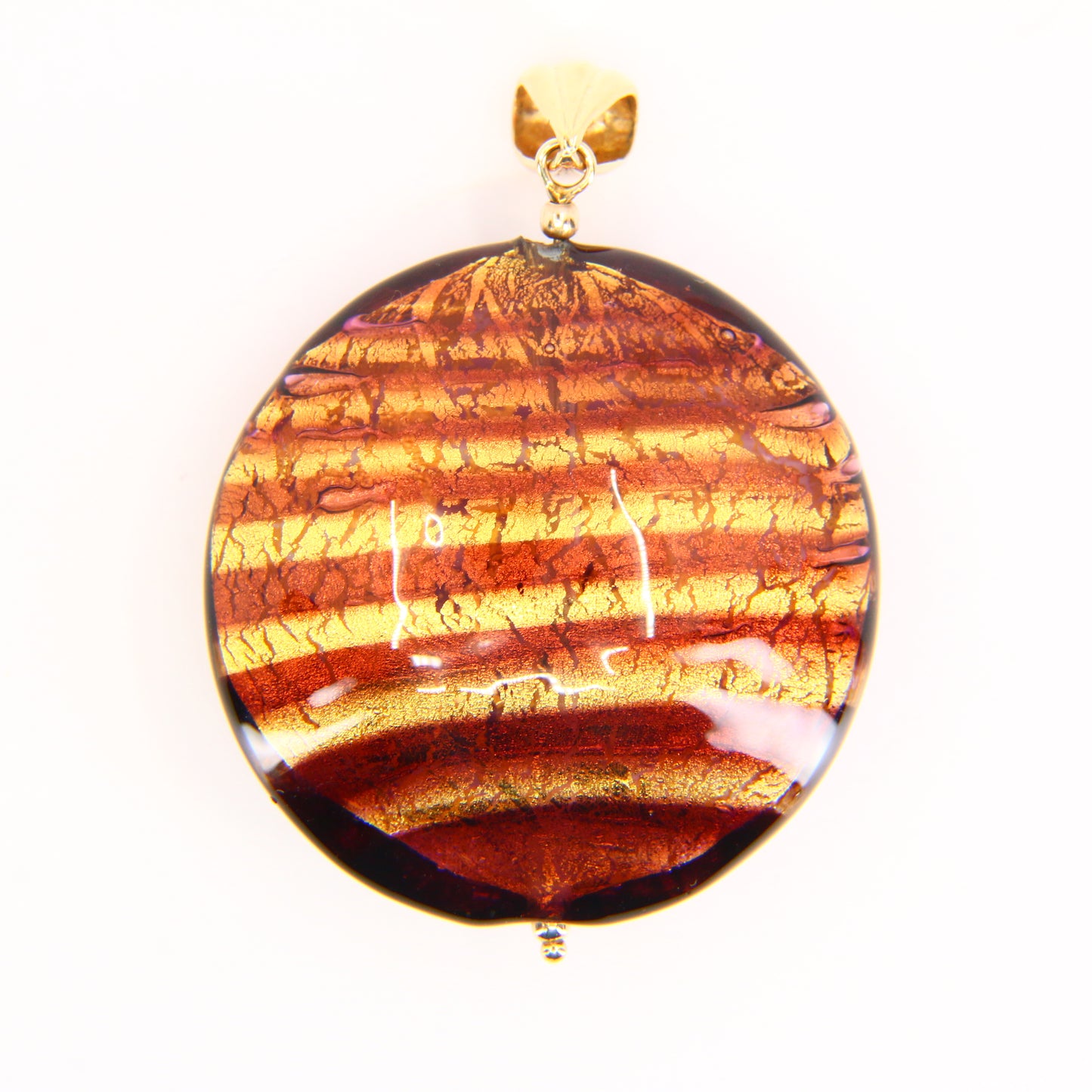 Vintage 9ct Gold Italian Murano Glass Pendant Glitterball Charm