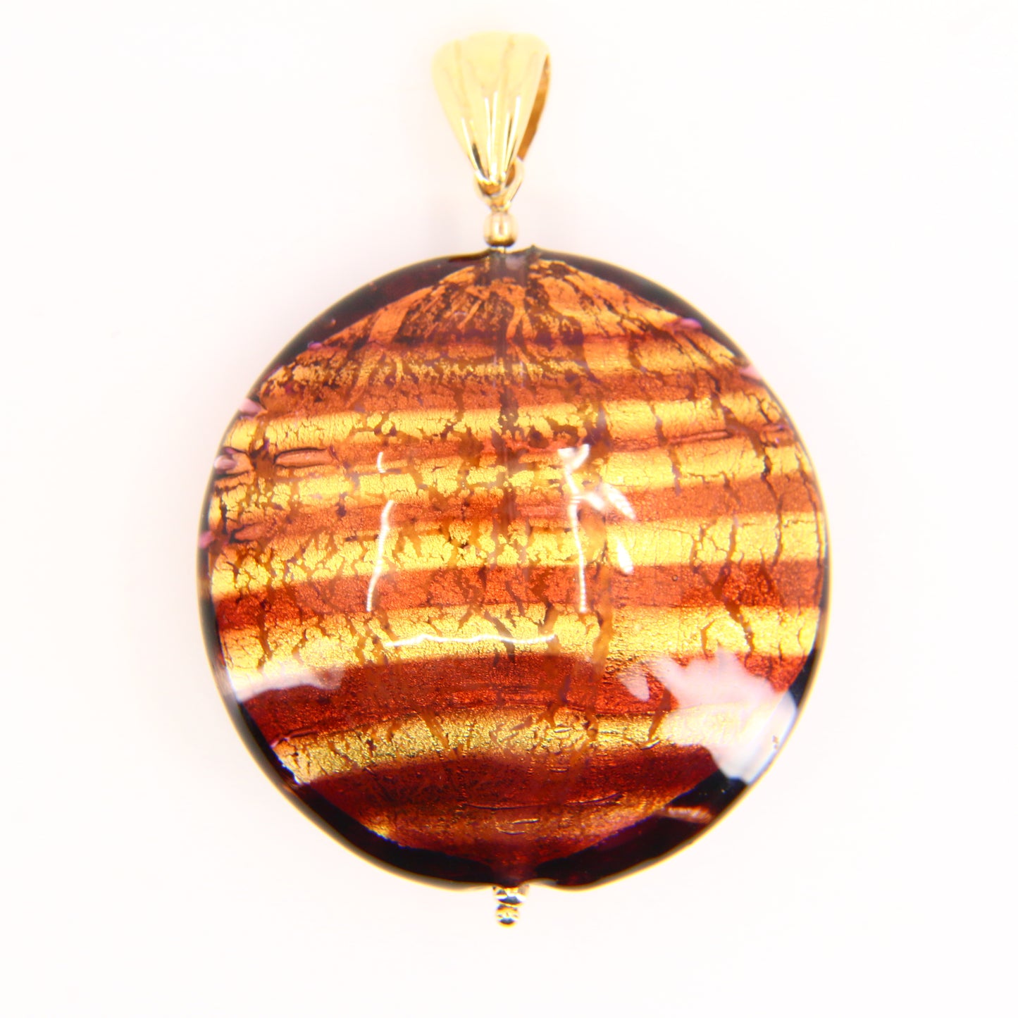 Vintage 9ct Gold Italian Murano Glass Pendant Glitterball Charm