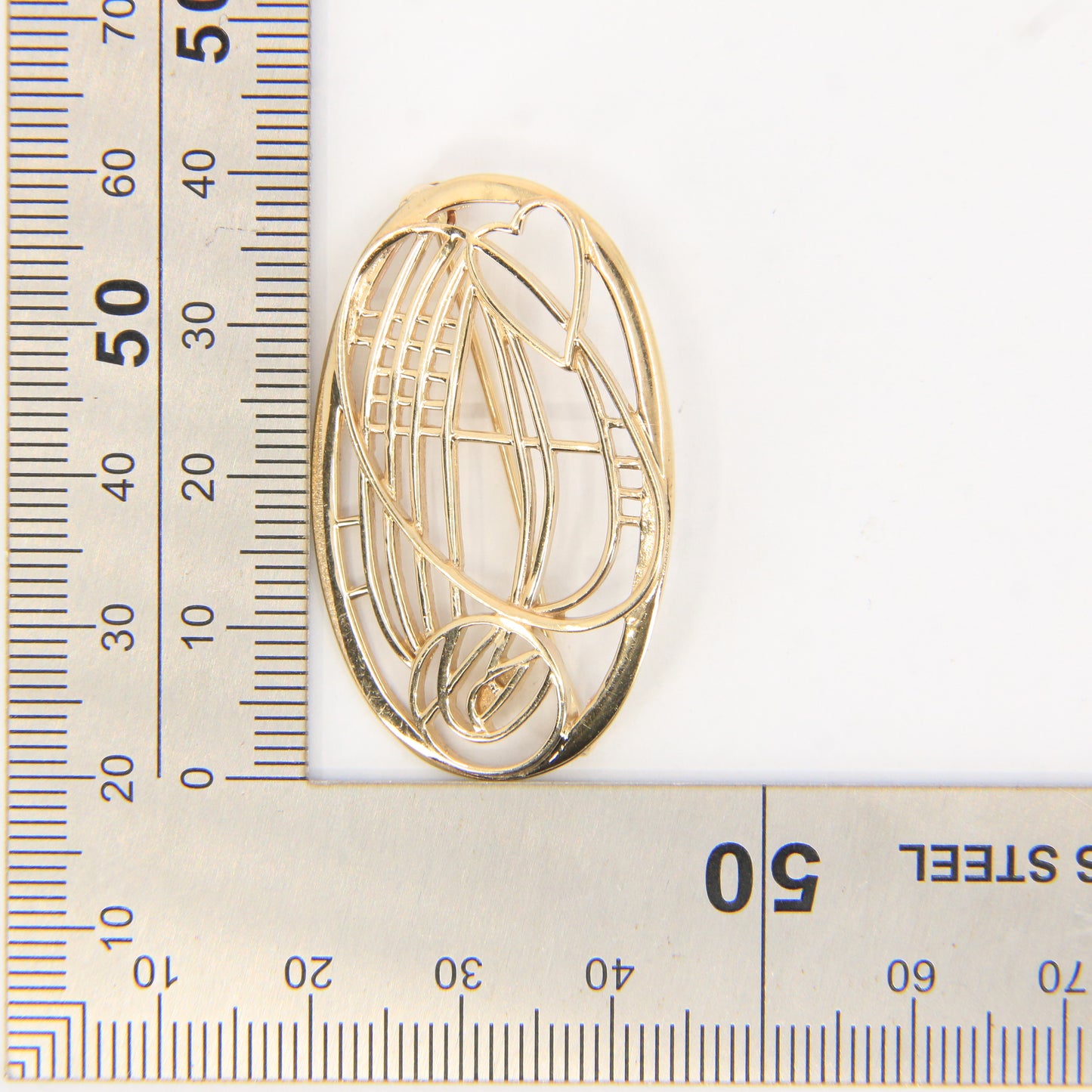 Vintage 9ct Hallmarked Gold Rennie Mackintosh Brooch Yellow Gold Boxed Gift