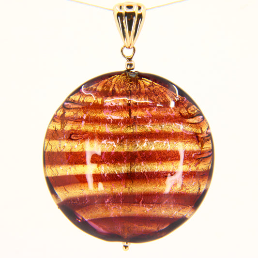 Vintage 9ct Gold Italian Murano Glass Pendant Glitterball Charm