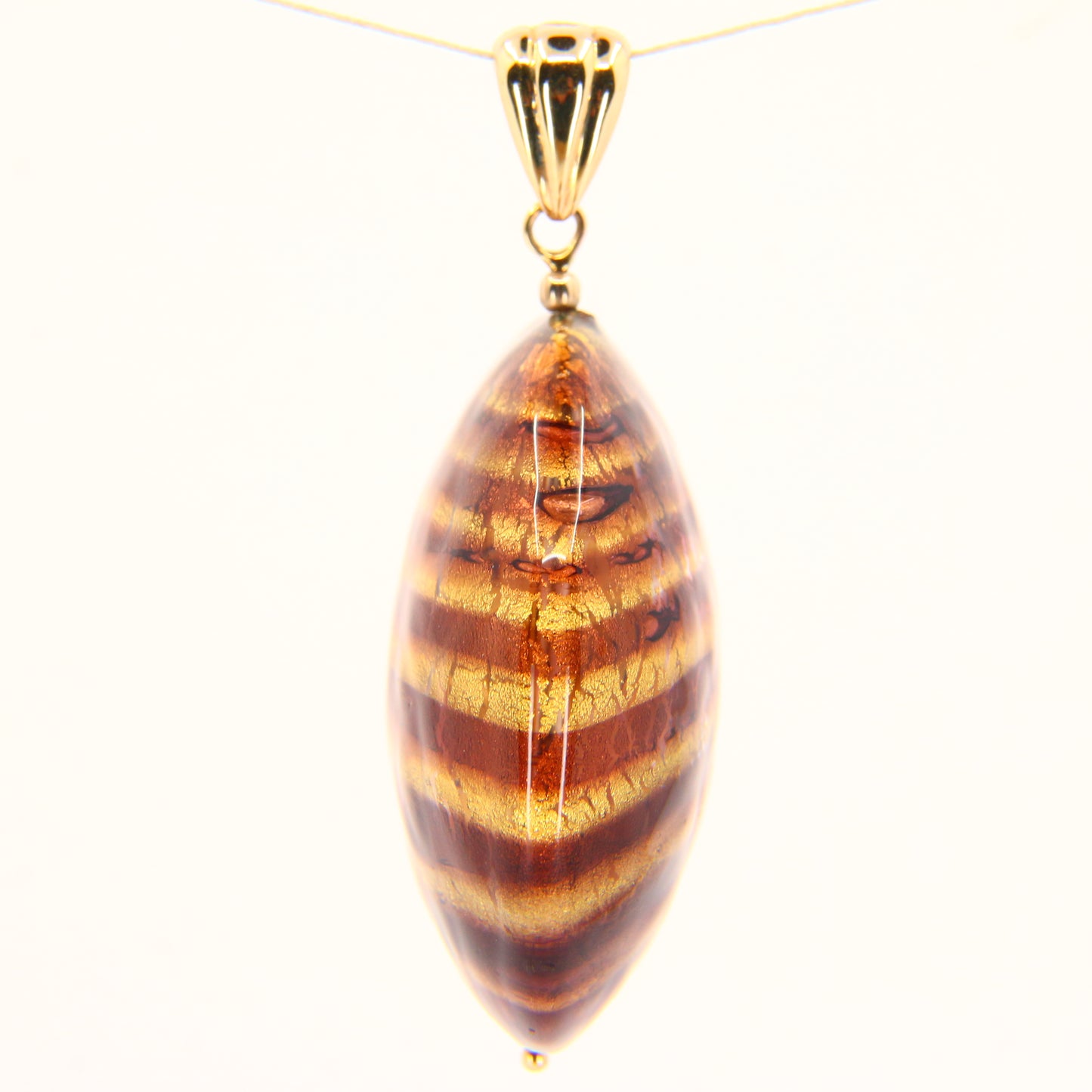 Vintage 9ct Gold Italian Murano Glass Pendant Glitterball Charm