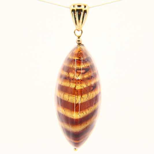 Vintage 9ct Gold Italian Murano Glass Pendant Glitterball Charm