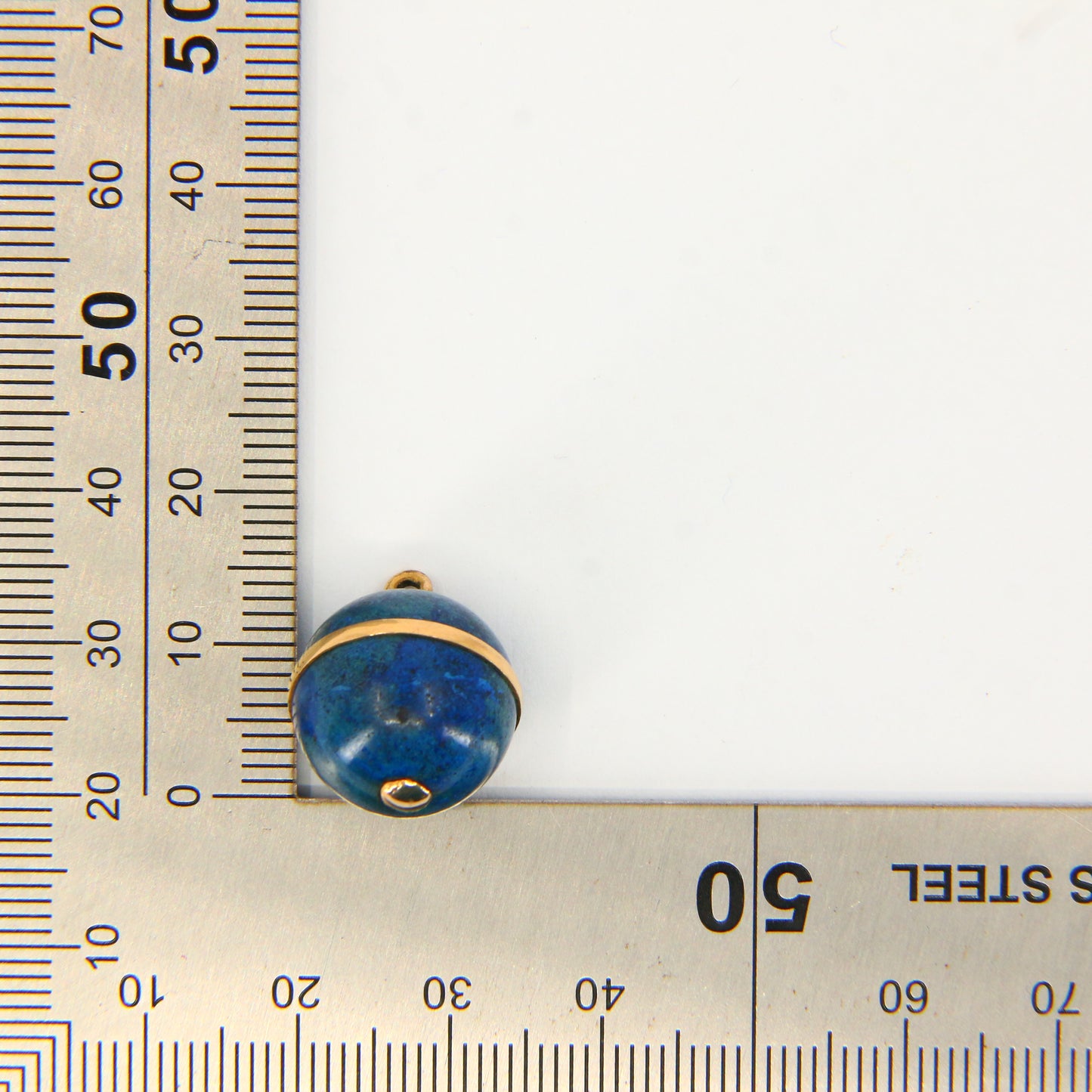 Vintage Lapis Lazuli Ball Pendant 18k & 9k Yellow Gold Mounted Sphere Charm