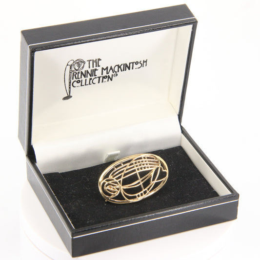 Vintage 9ct Hallmarked Gold Rennie Mackintosh Brooch Yellow Gold Boxed Gift