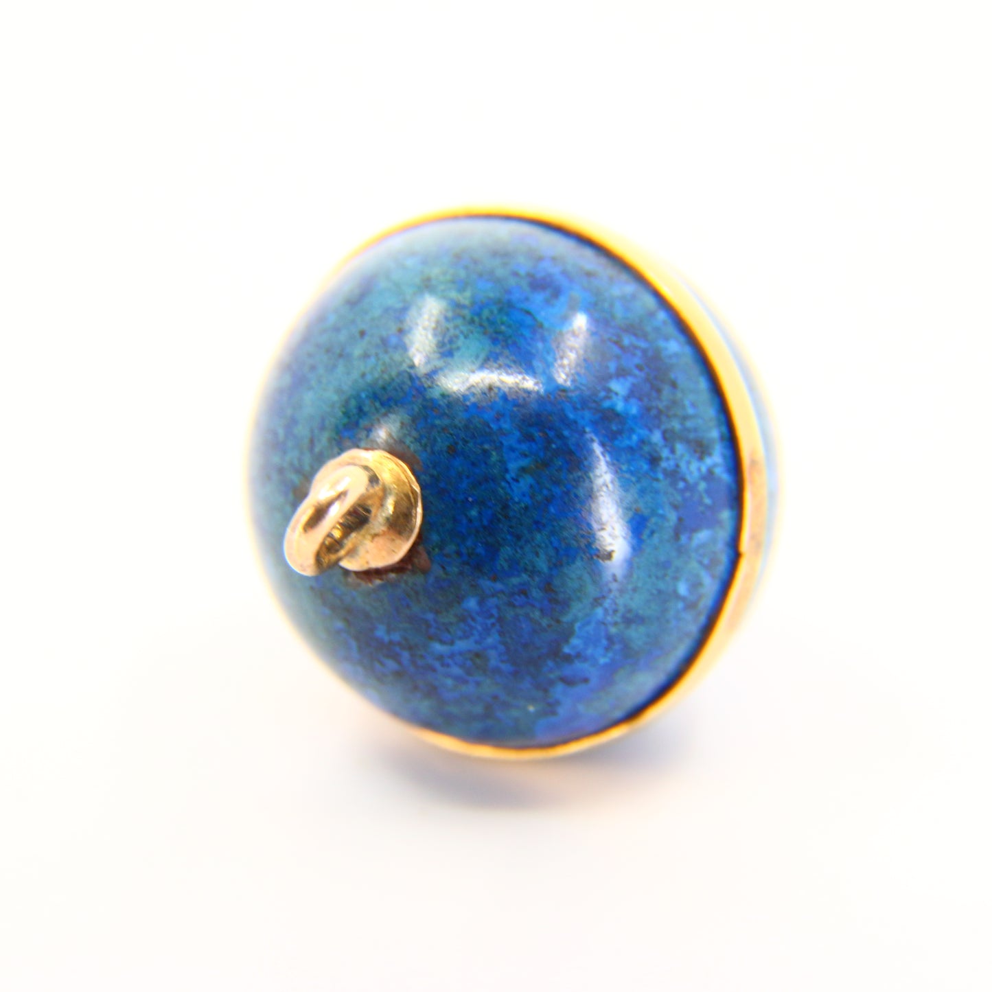 Vintage Lapis Lazuli Ball Pendant 18k & 9k Yellow Gold Mounted Sphere Charm
