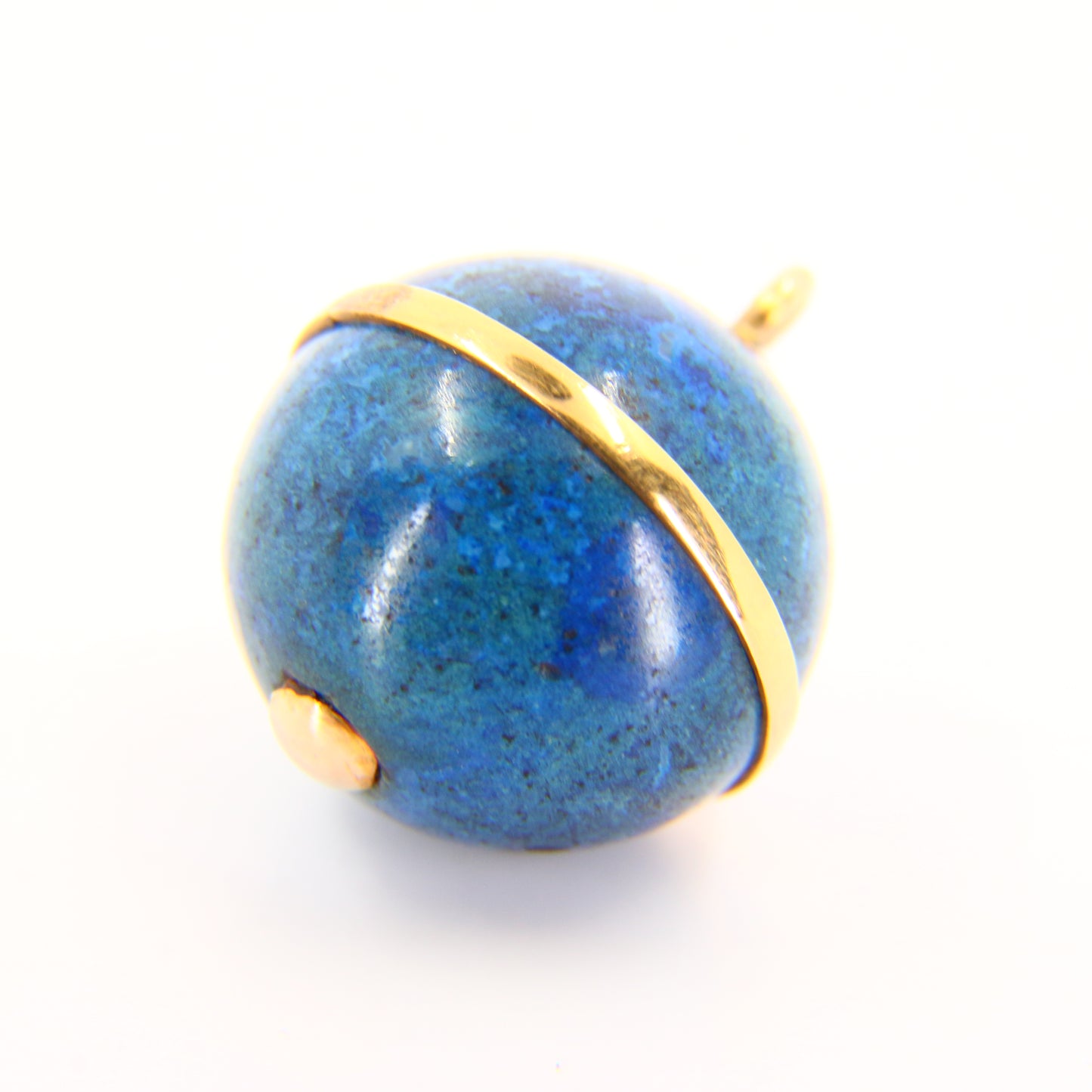 Vintage Lapis Lazuli Ball Pendant 18k & 9k Yellow Gold Mounted Sphere Charm