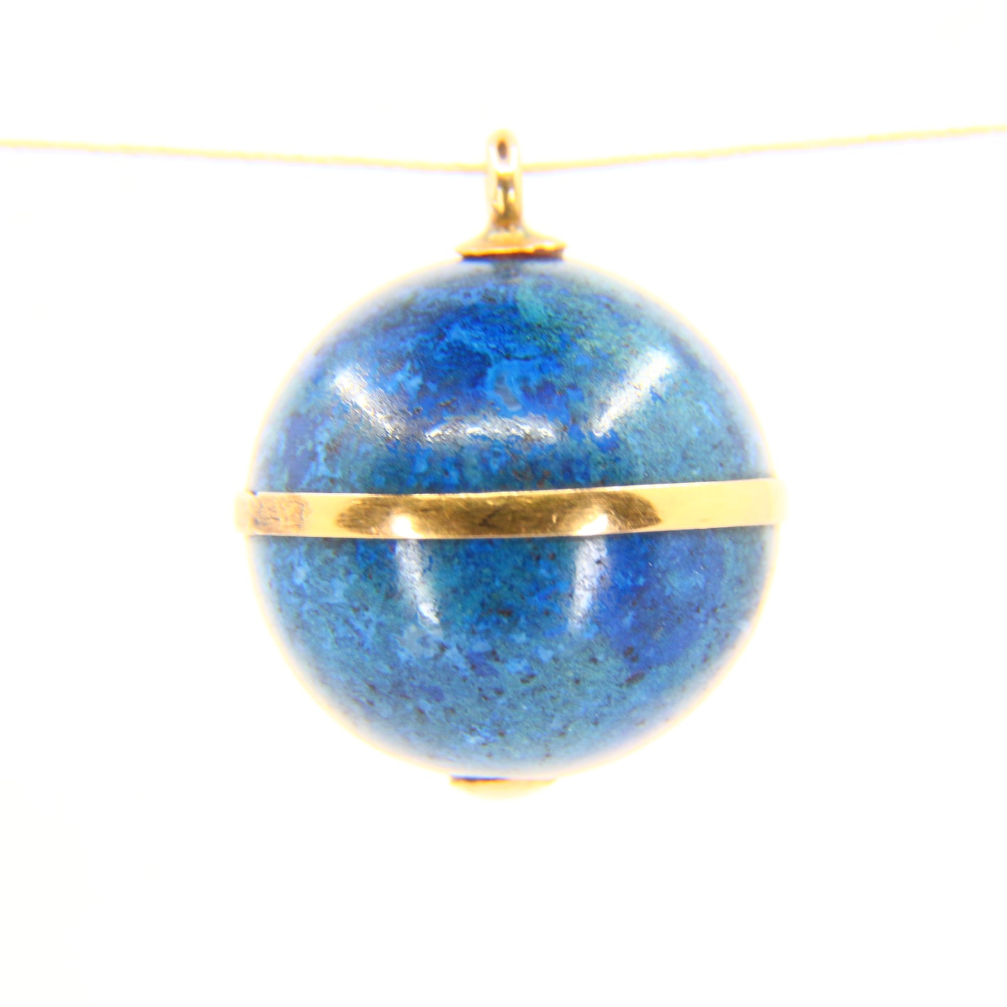 Vintage Lapis Lazuli Ball Pendant 18k & 9k Yellow Gold Mounted Sphere Charm
