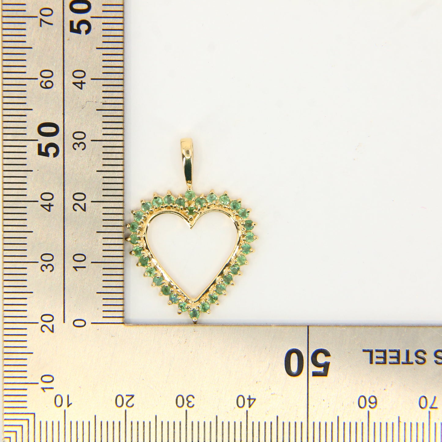 Vintage 9ct Green Alexandrite Heart Pendant Necklace 17.5 INCH Hallmarked Gold Boxed Gift