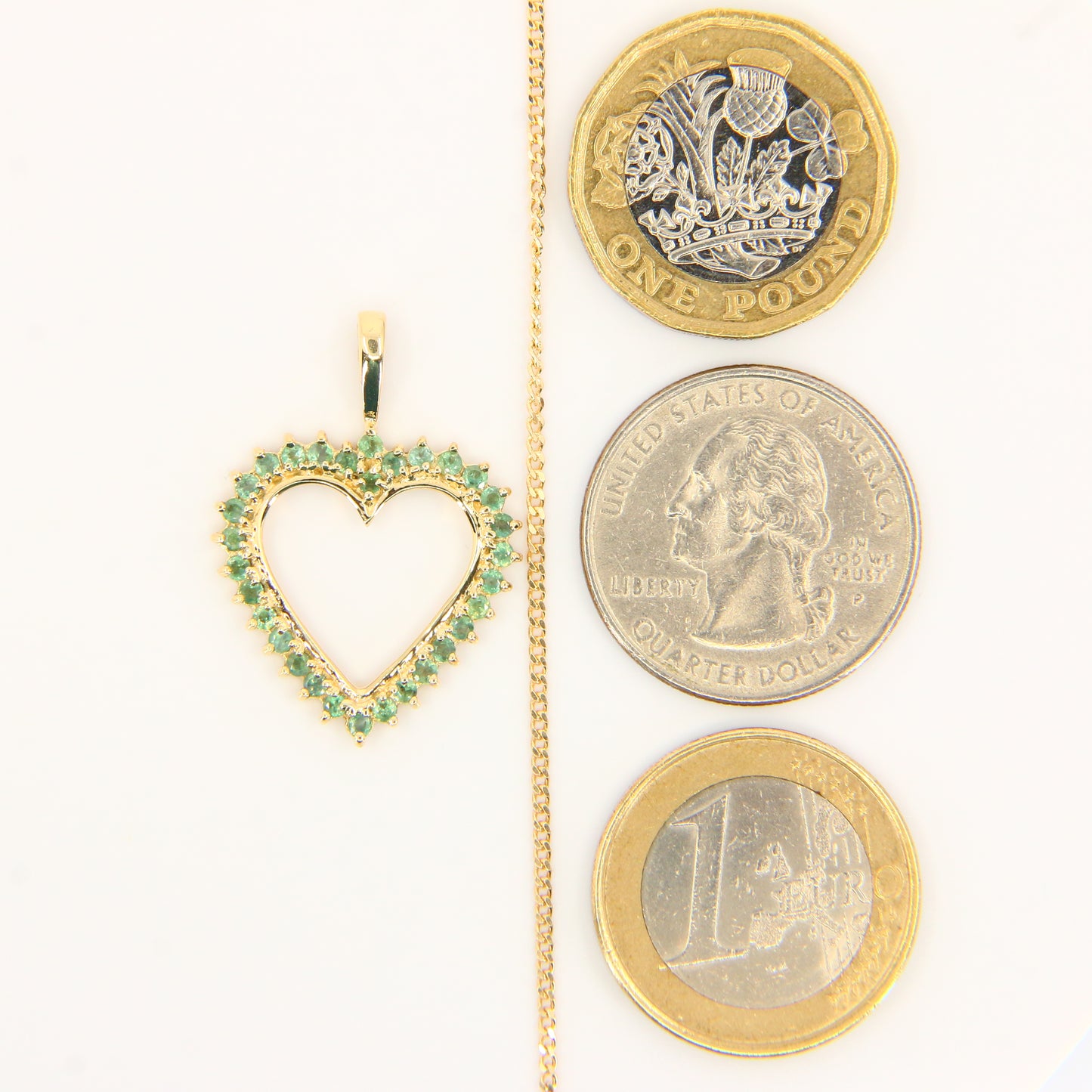 Vintage 9ct Green Alexandrite Heart Pendant Necklace 17.5 INCH Hallmarked Gold Boxed Gift