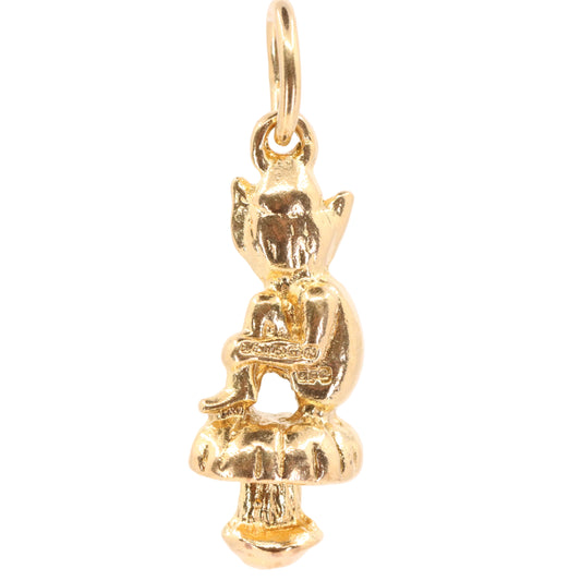Vintage 9ct Gold Hallmarked Elf Sprite on Toadstool Mushroom Charm Pendant Gift