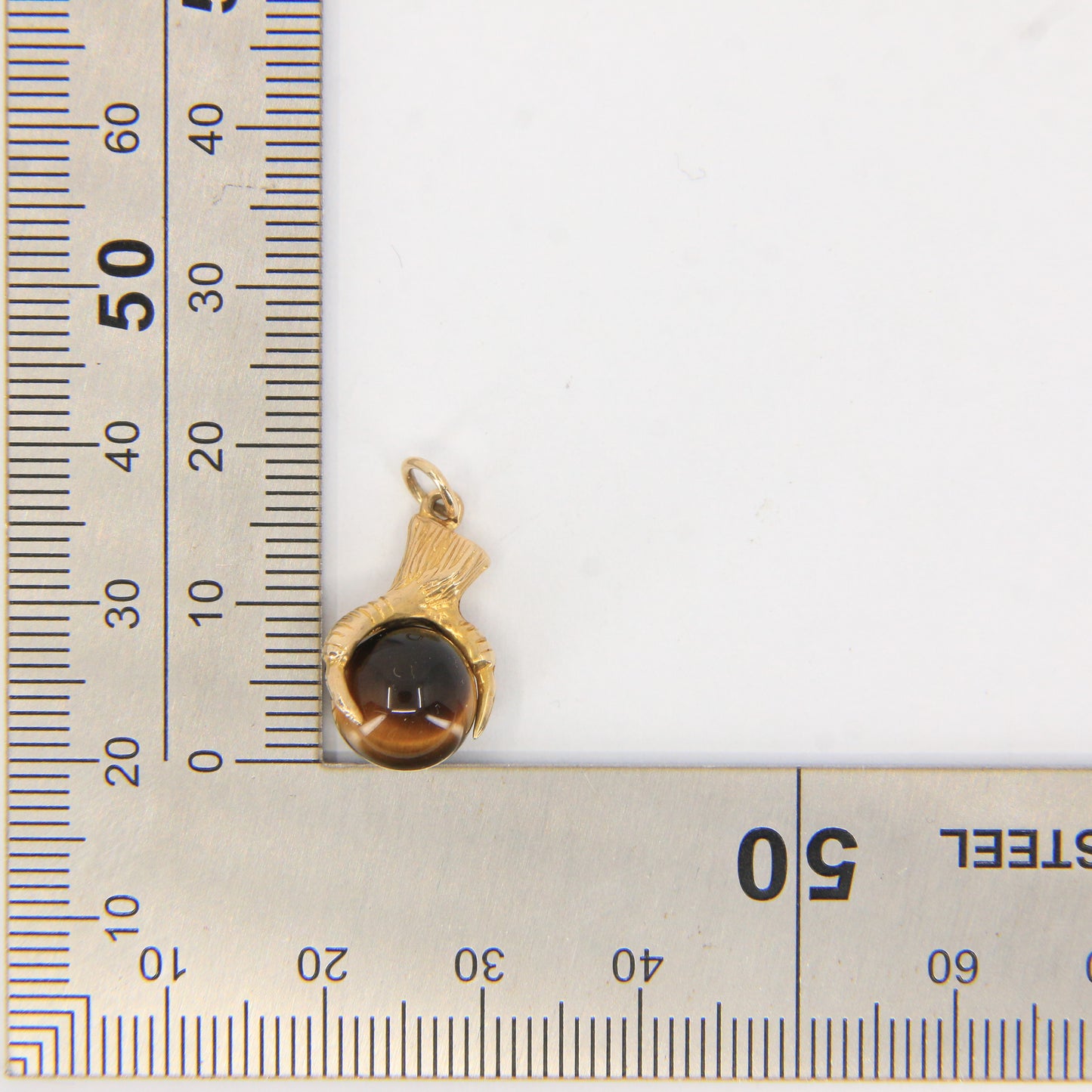 Vintage 9ct Gold Hallmarked Tiger’s Eye Eagle Claw Pendant Talisman Charm Gift