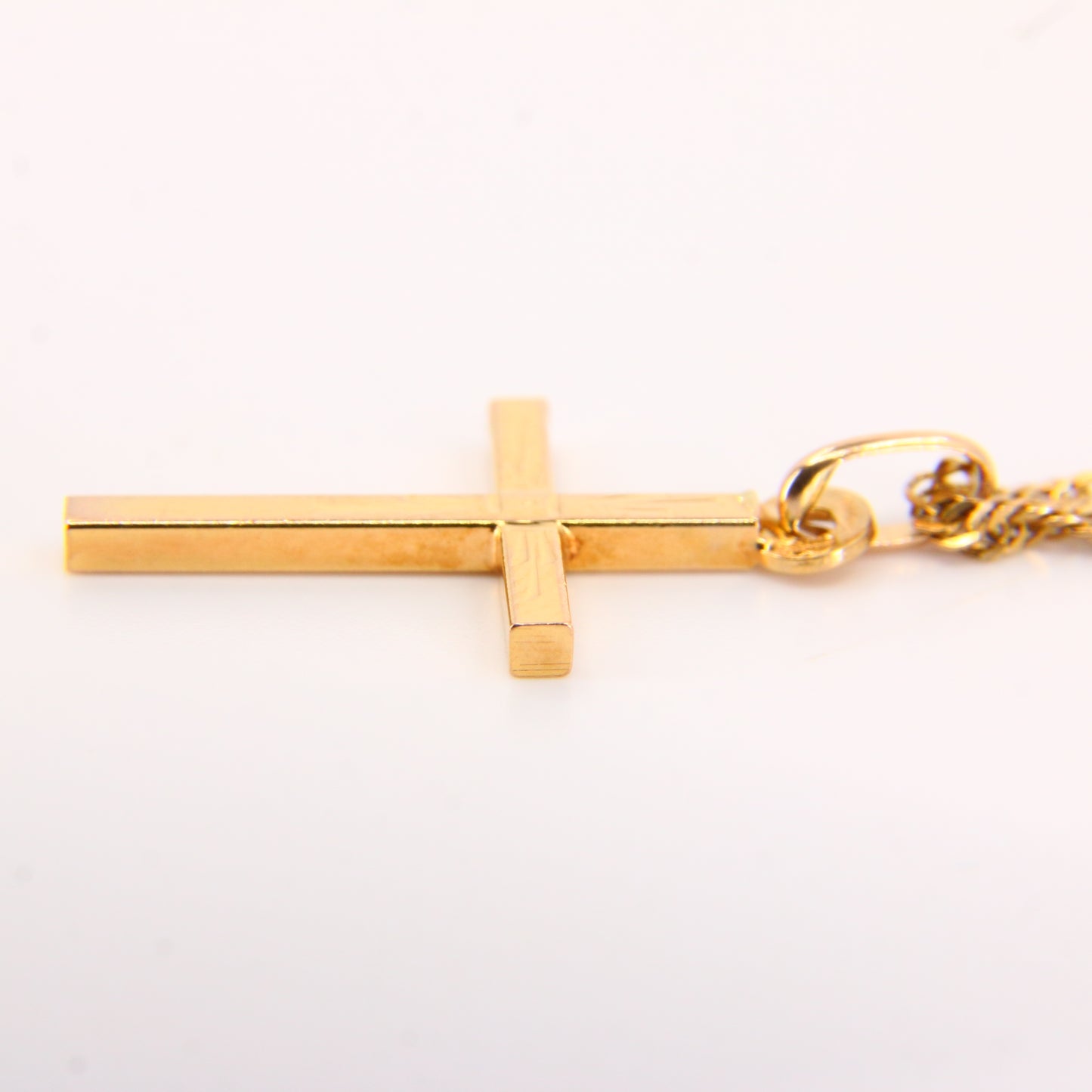 Vintage 9ct Gold Cross Pendant Necklace 20.5" Singapore Chain Gift