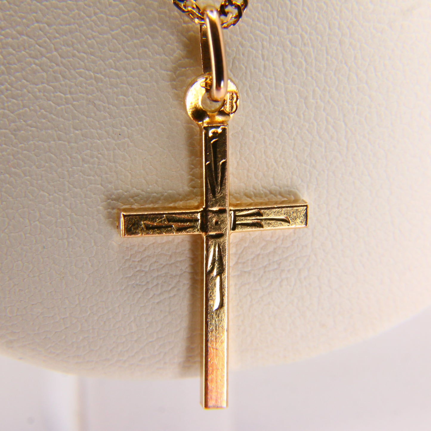 Vintage 9ct Gold Cross Pendant Necklace 20.5" Singapore Chain Gift