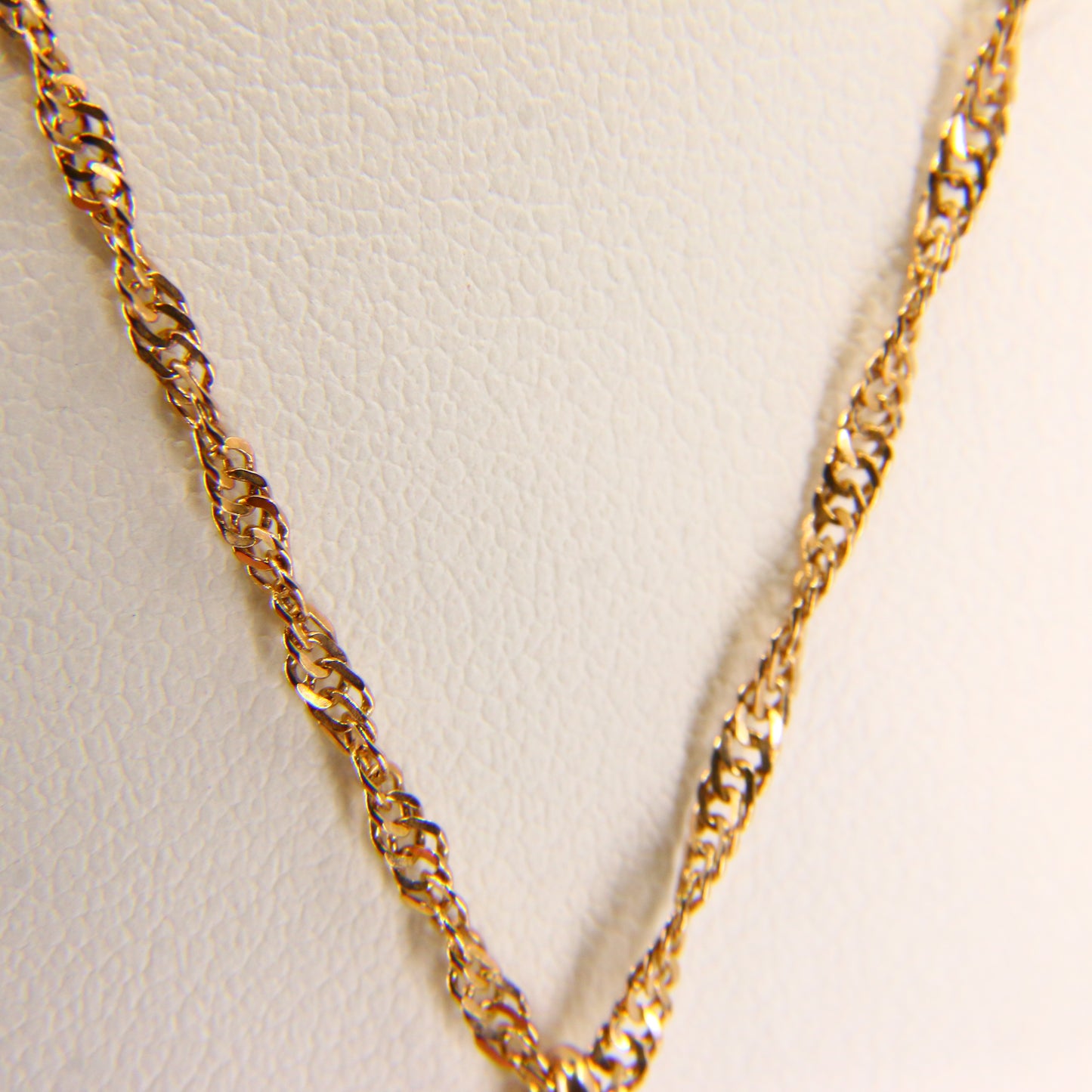Vintage 9ct Gold Cross Pendant Necklace 20.5" Singapore Chain Gift