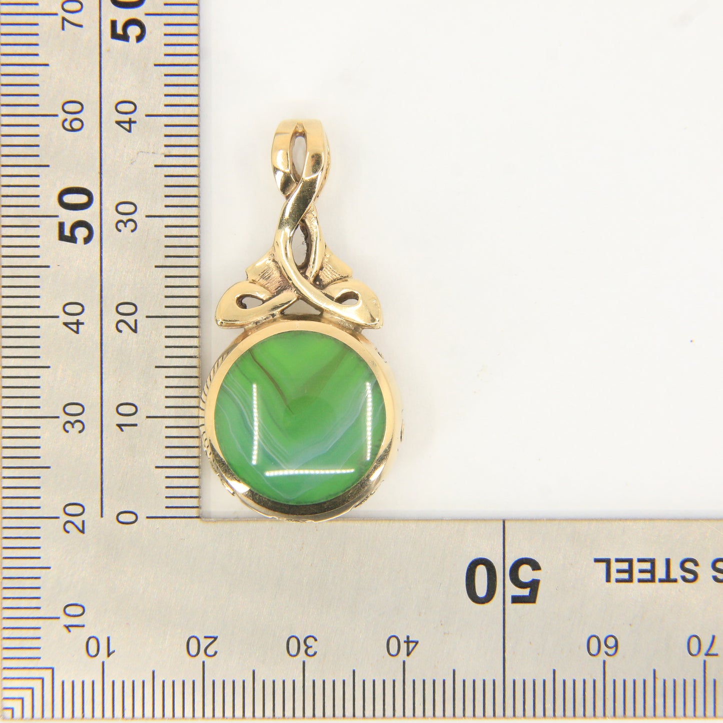 Vintage 9ct Gold Hallmarked 2000 Large Celtic Knot Agate Set Pendant Gift