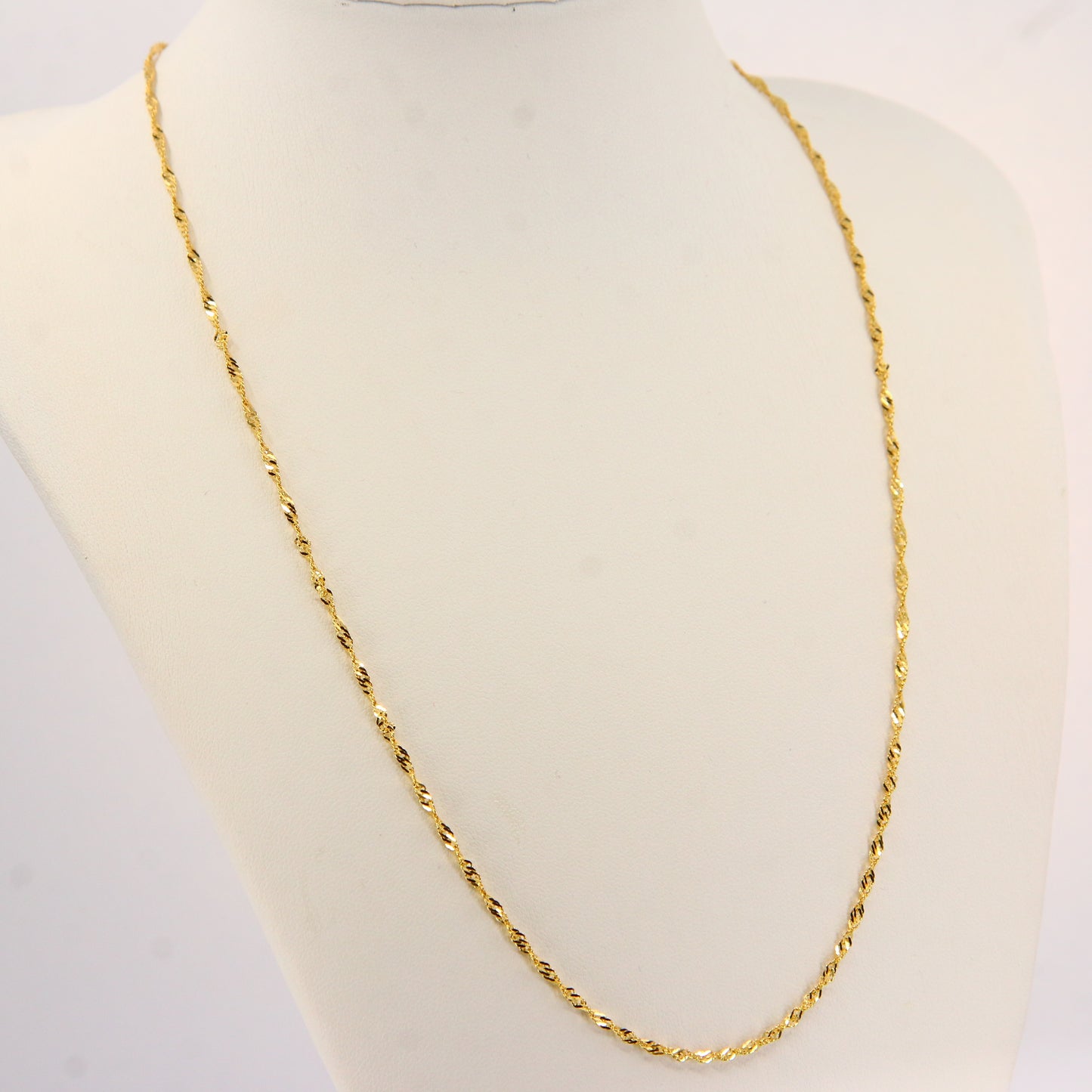 Vintage 14K Solid Yellow Gold 19 INCH Singapore Chain Necklace – Boxed Gift