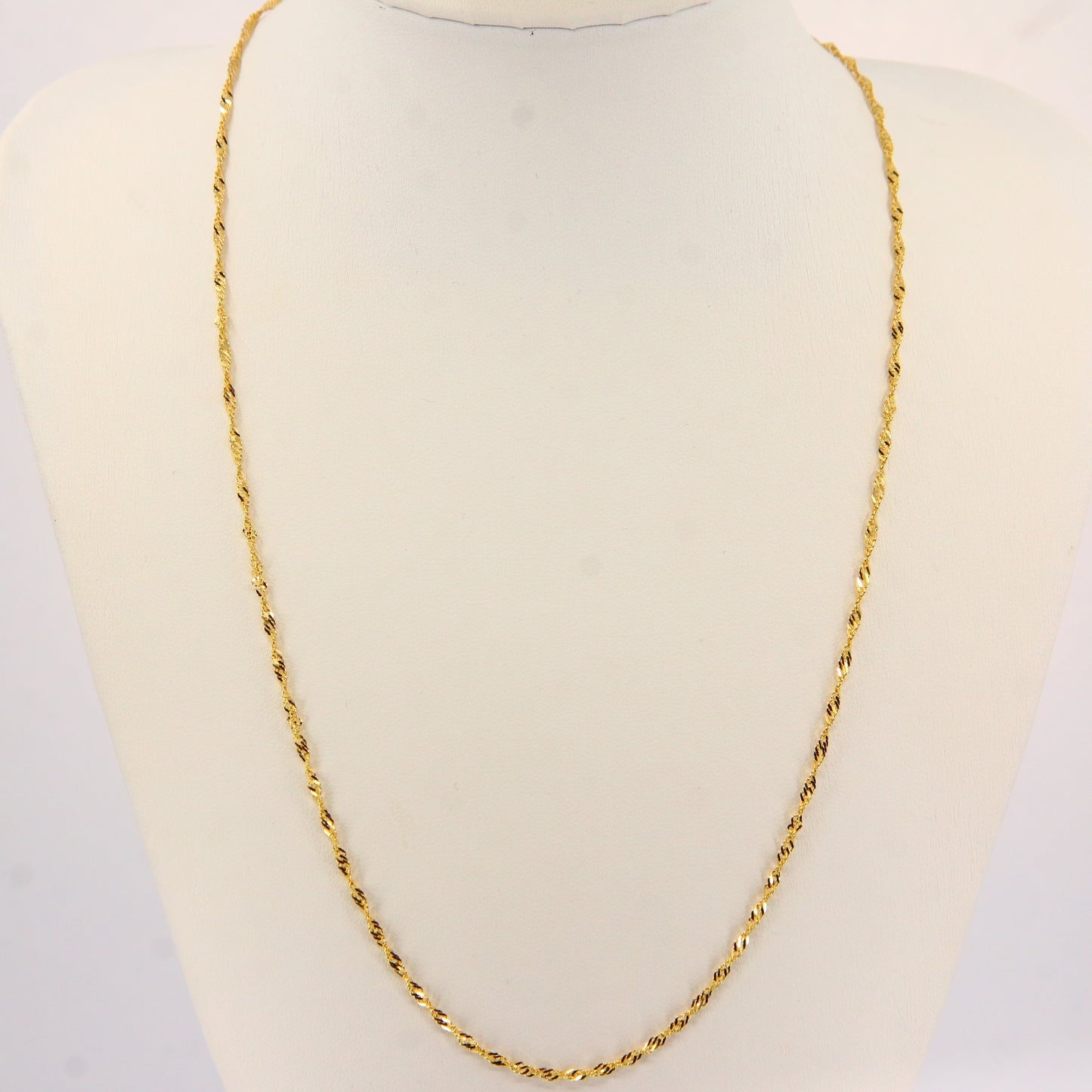 Vintage 14K Solid Yellow Gold 19 INCH Singapore Chain Necklace – Boxed Gift