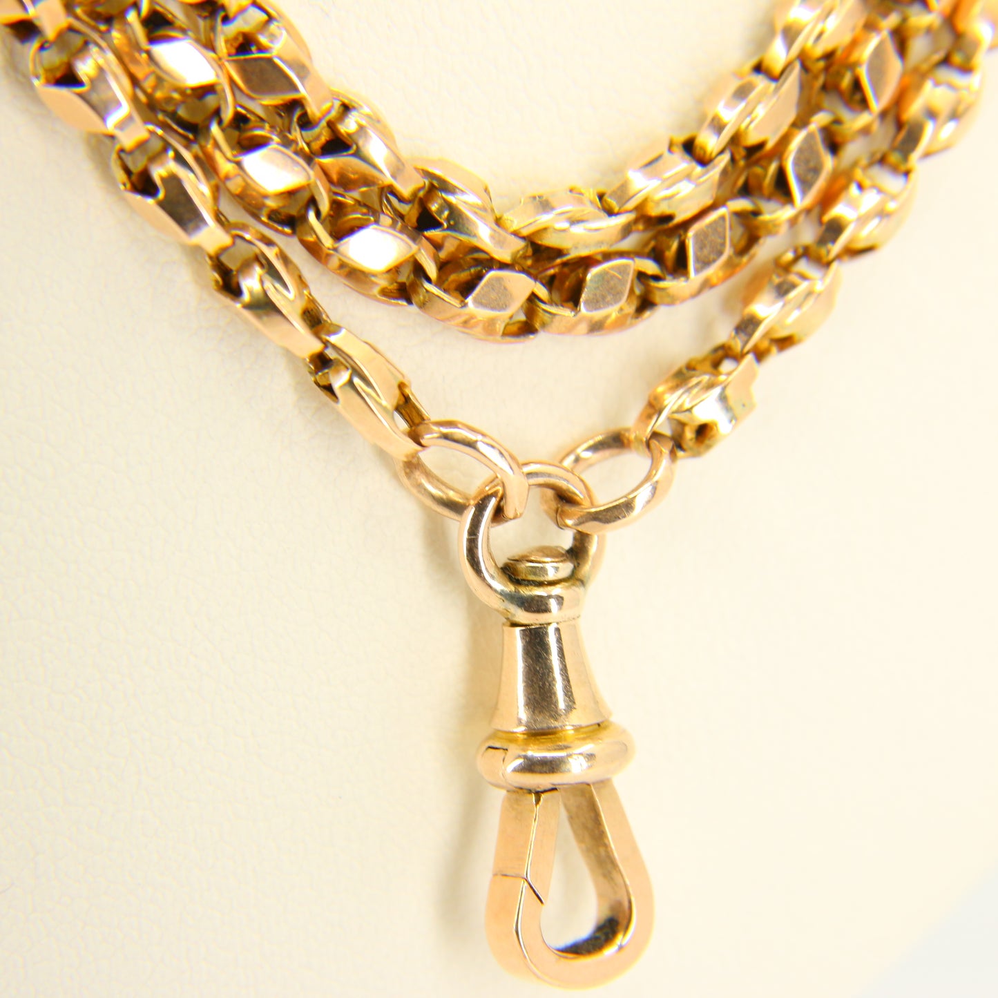 Antique 62" Long Muff Guard Chain Gold Necklace 9ct Yellow Gold Chain Necklace