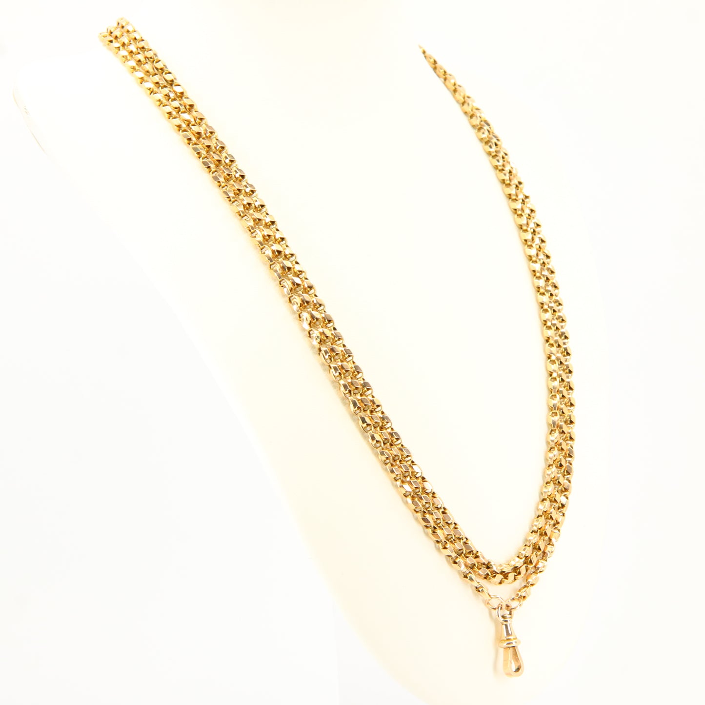 Antique 62" Long Muff Guard Chain Gold Necklace 9ct Yellow Gold Chain Necklace