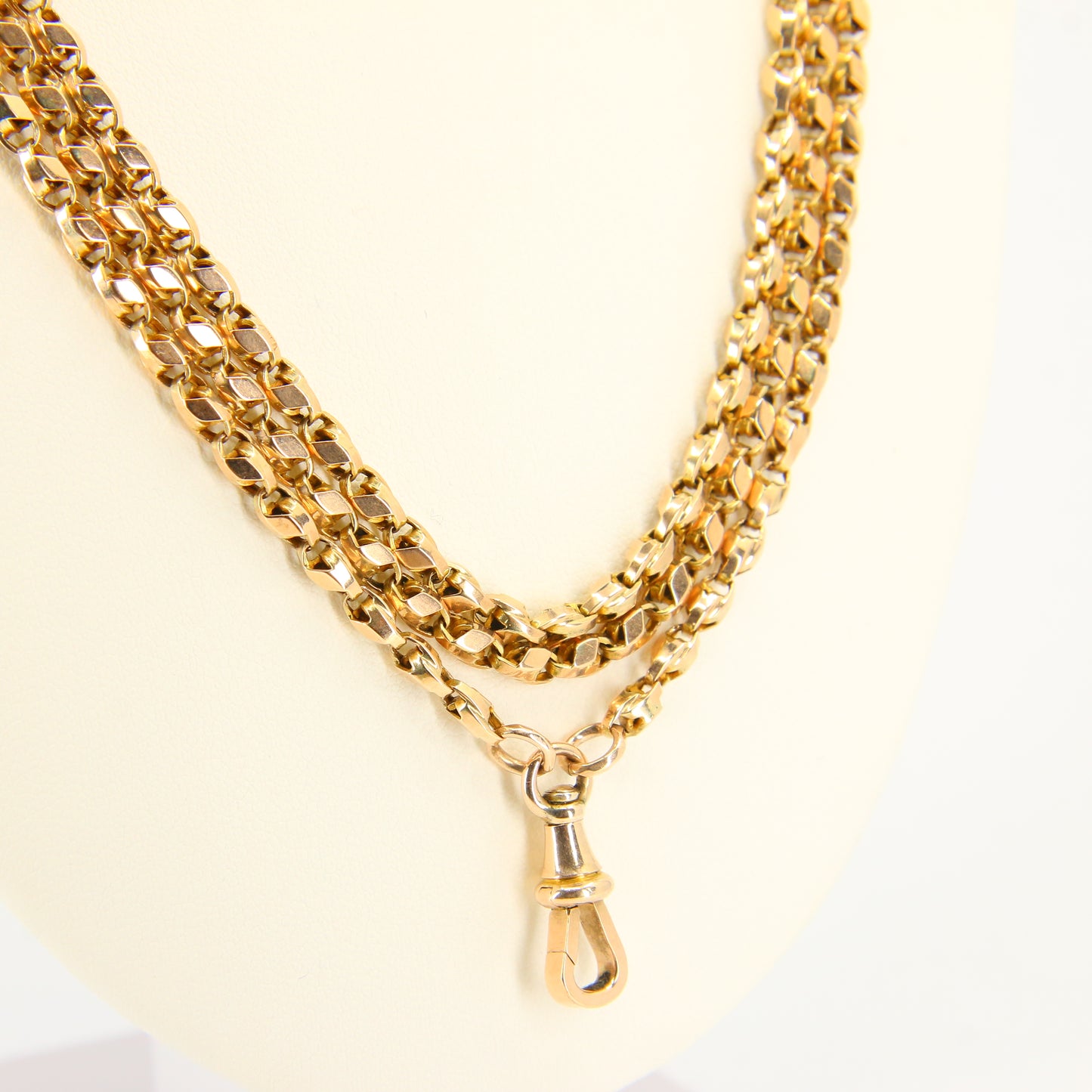 Antique 62" Long Muff Guard Chain Gold Necklace 9ct Yellow Gold Chain Necklace