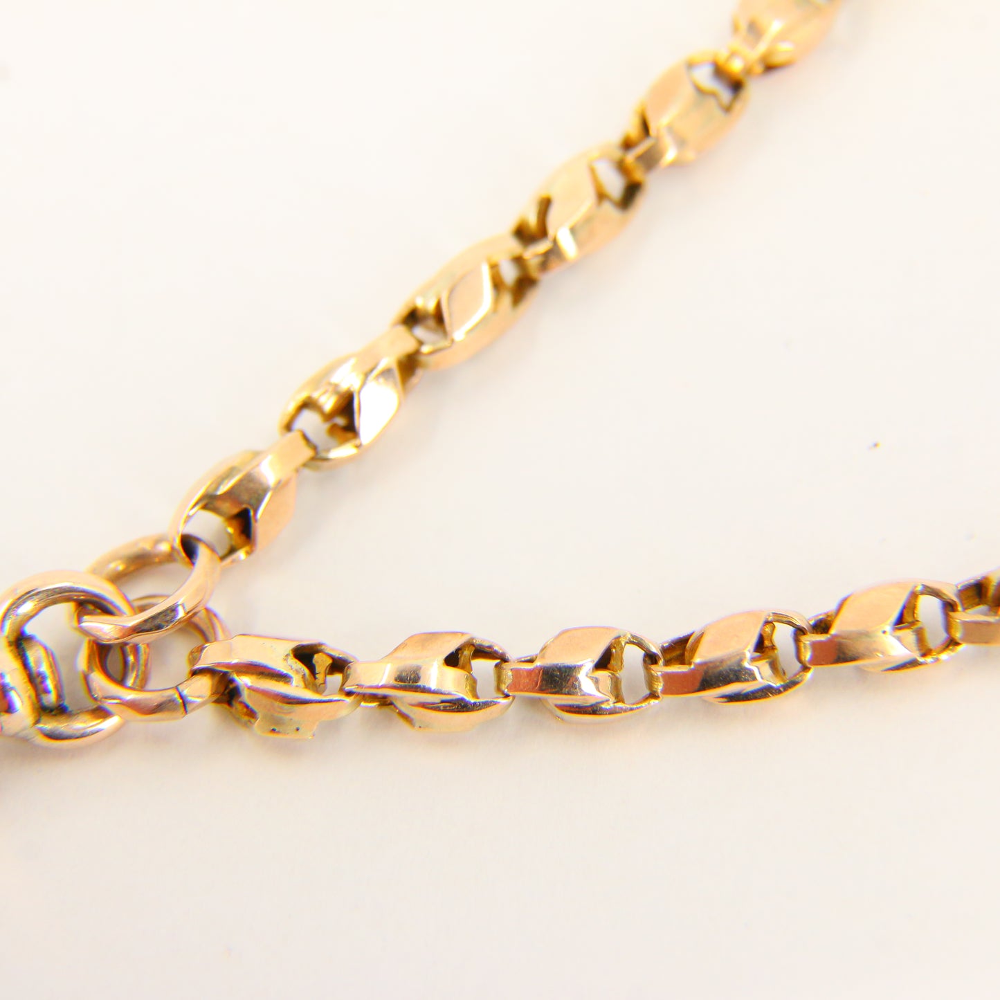 Antique 62" Long Muff Guard Chain Gold Necklace 9ct Yellow Gold Chain Necklace