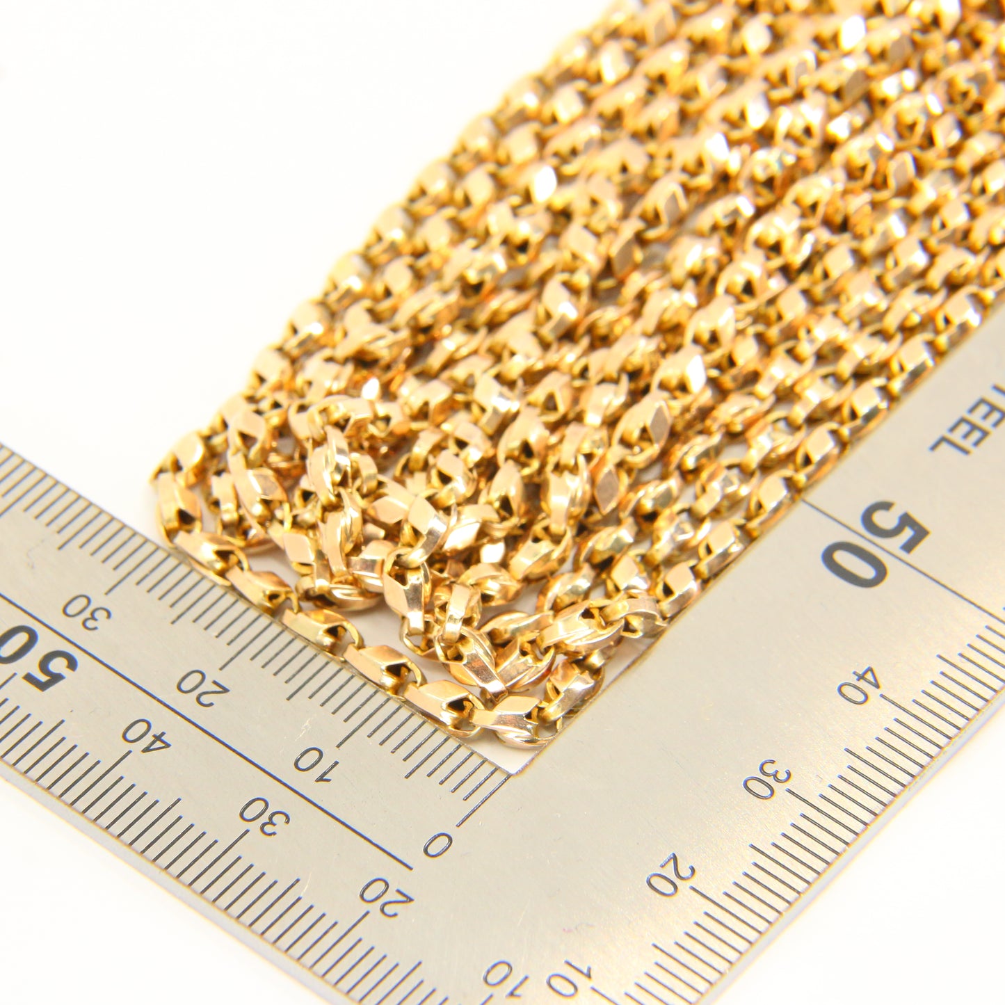 Antique 62" Long Muff Guard Chain Gold Necklace 9ct Yellow Gold Chain Necklace