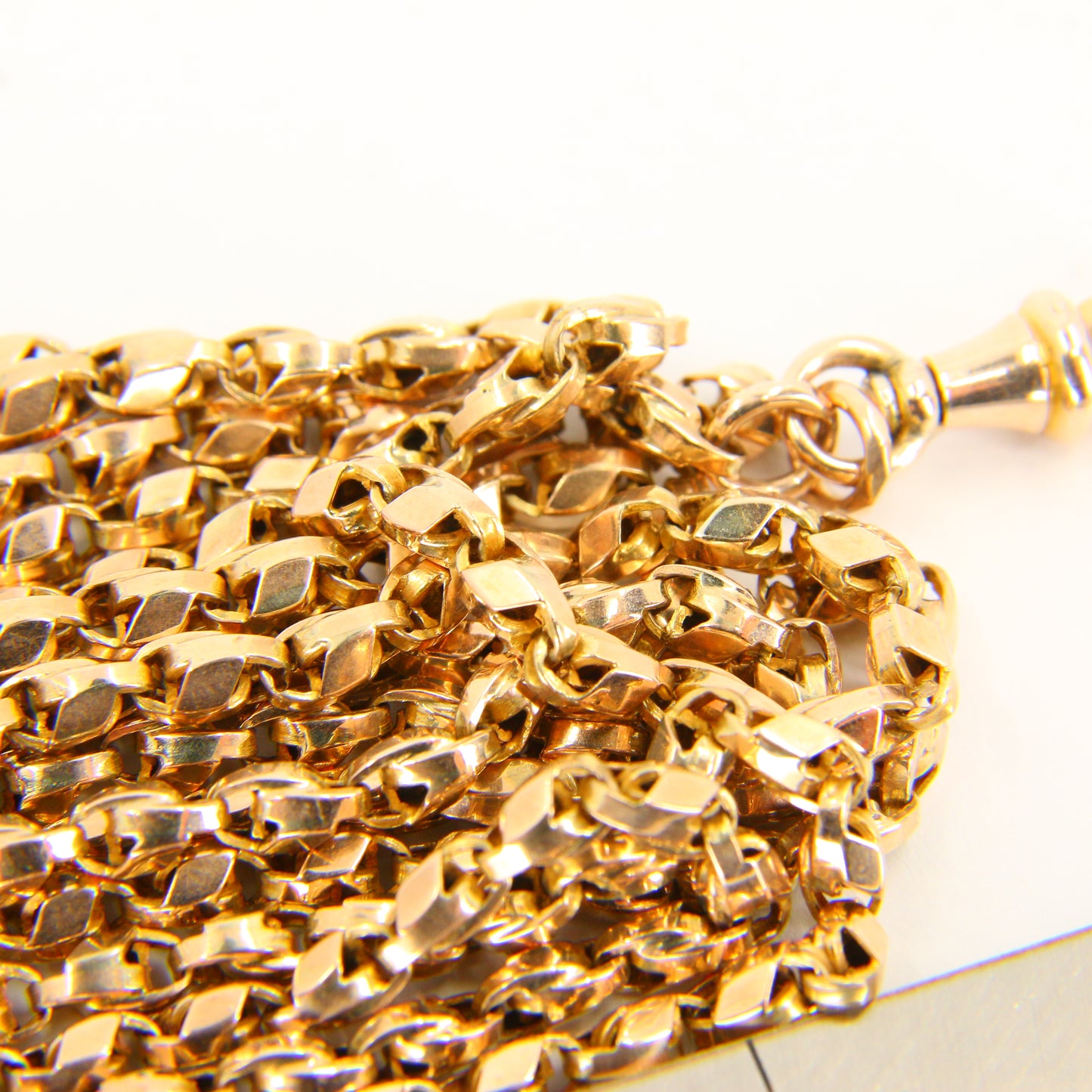 Antique 62" Long Muff Guard Chain Gold Necklace 9ct Yellow Gold Chain Necklace