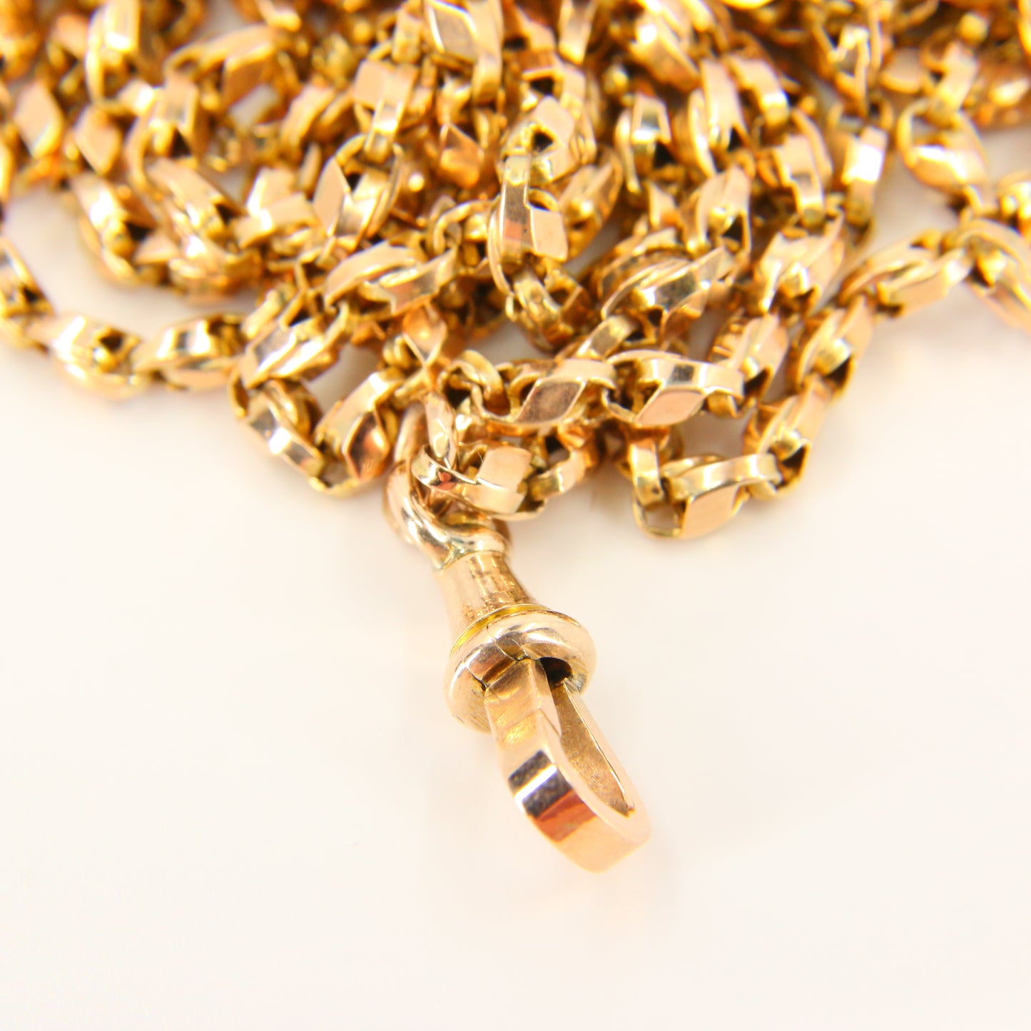 Antique 62" Long Muff Guard Chain Gold Necklace 9ct Yellow Gold Chain Necklace