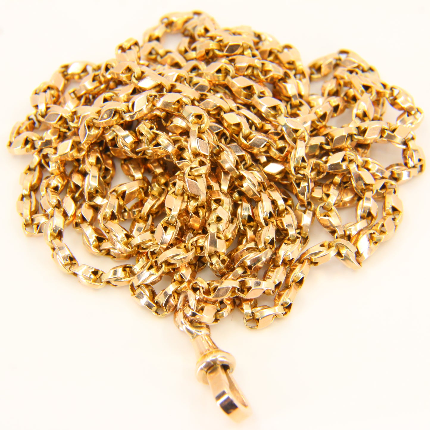 Antique 62" Long Muff Guard Chain Gold Necklace 9ct Yellow Gold Chain Necklace