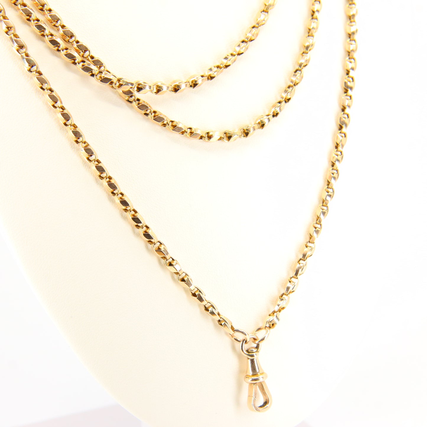 Antique 62" Long Muff Guard Chain Gold Necklace 9ct Yellow Gold Chain Necklace