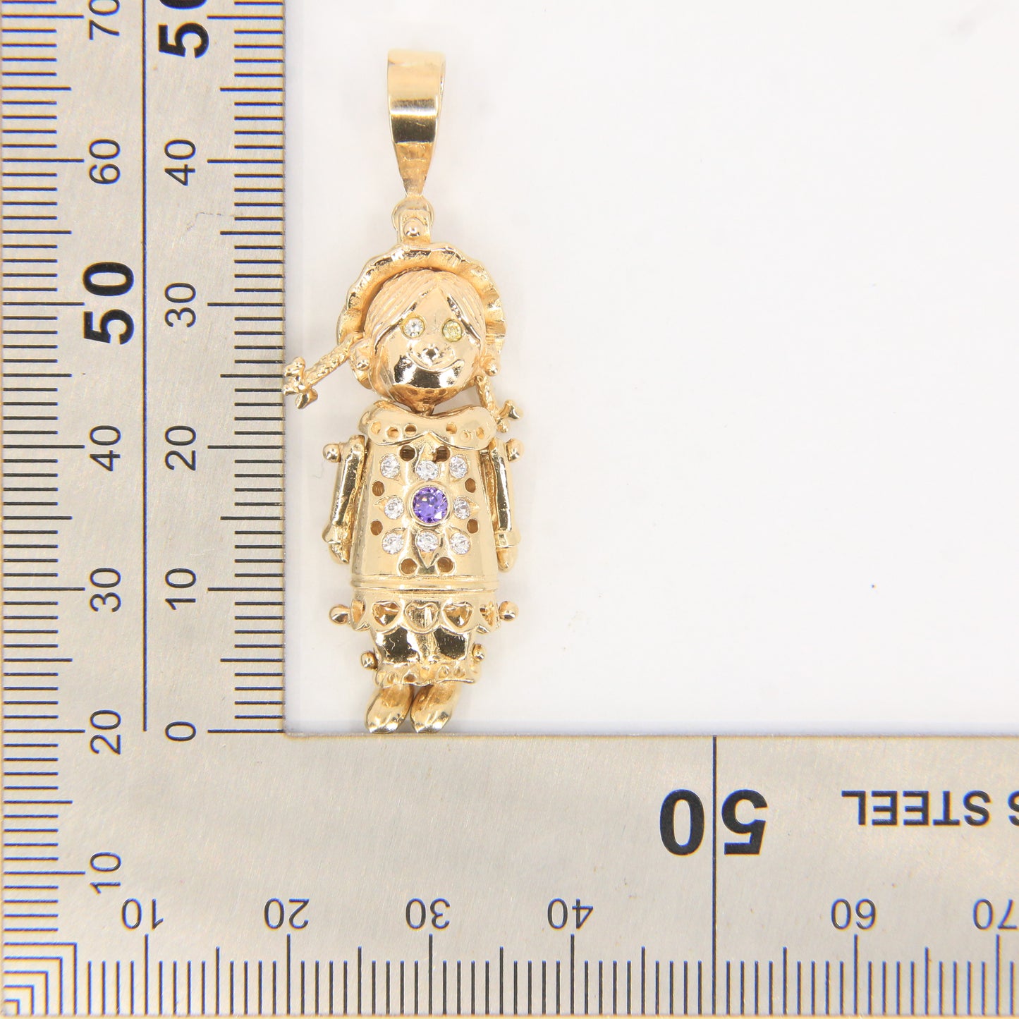 Vintage 9ct Gold Hallmarked Ragdoll Pendant Charm Yellow Gold Articulated Doll