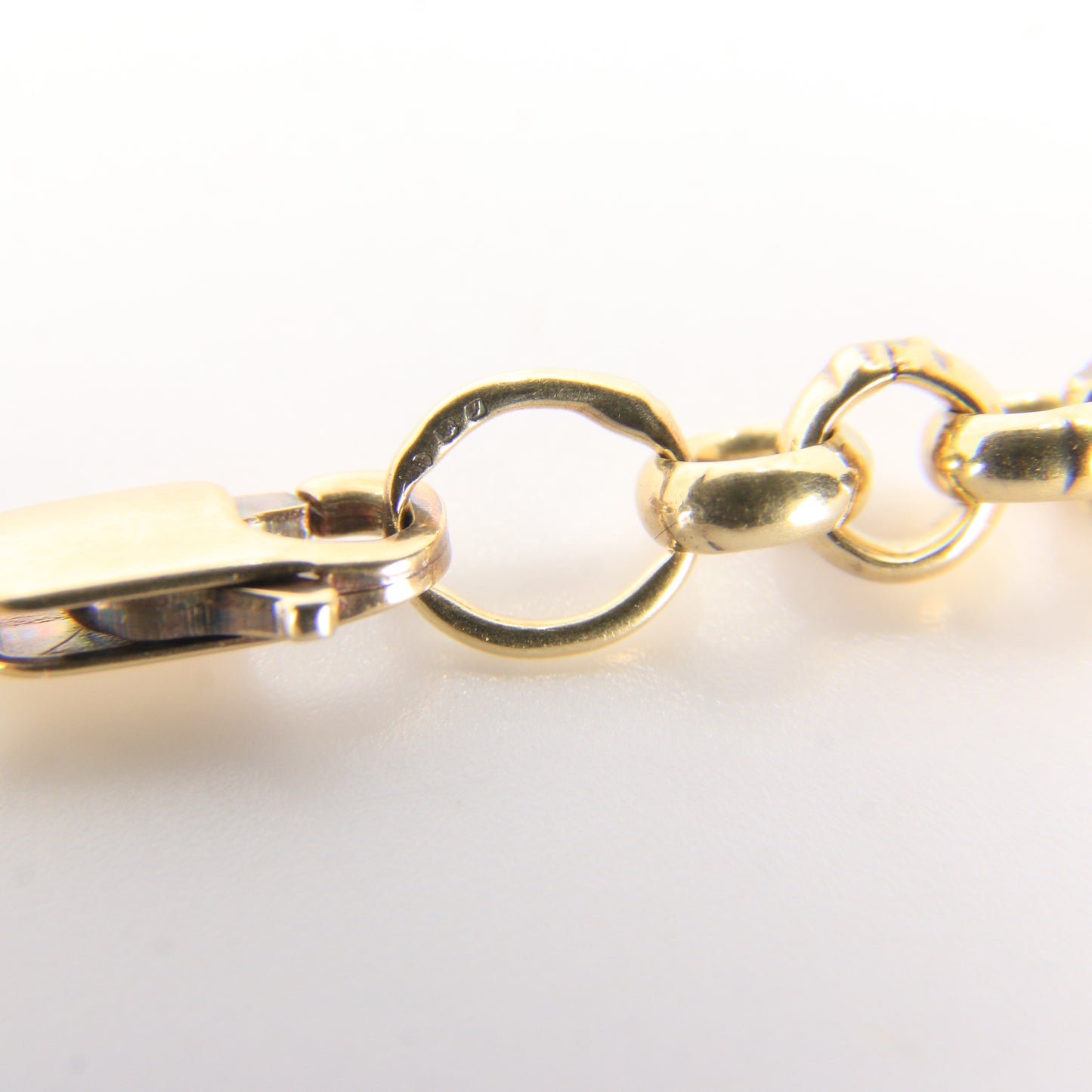 Vintage 9ct Yellow Gold Hallmarked 21.5 Inch Rolo Belcher Chain Necklace Boxed Gift