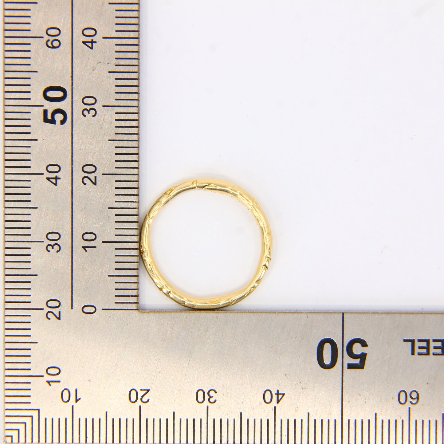 Antique 14ct Solid Gold Floral Split Ring – 20mm Yellow Gold Jump Ring