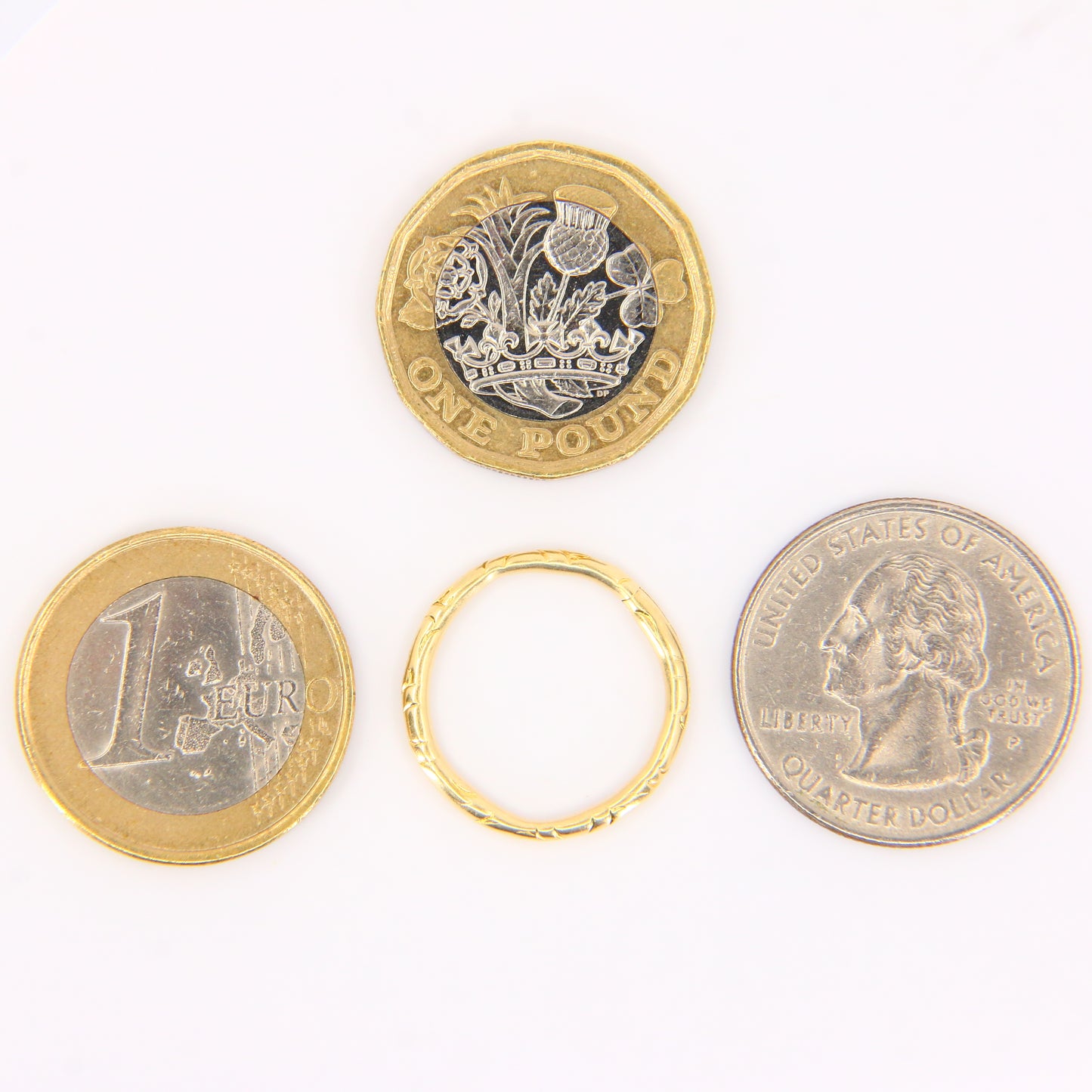 Antique 14ct Solid Gold Floral Split Ring – 20mm Yellow Gold Jump Ring