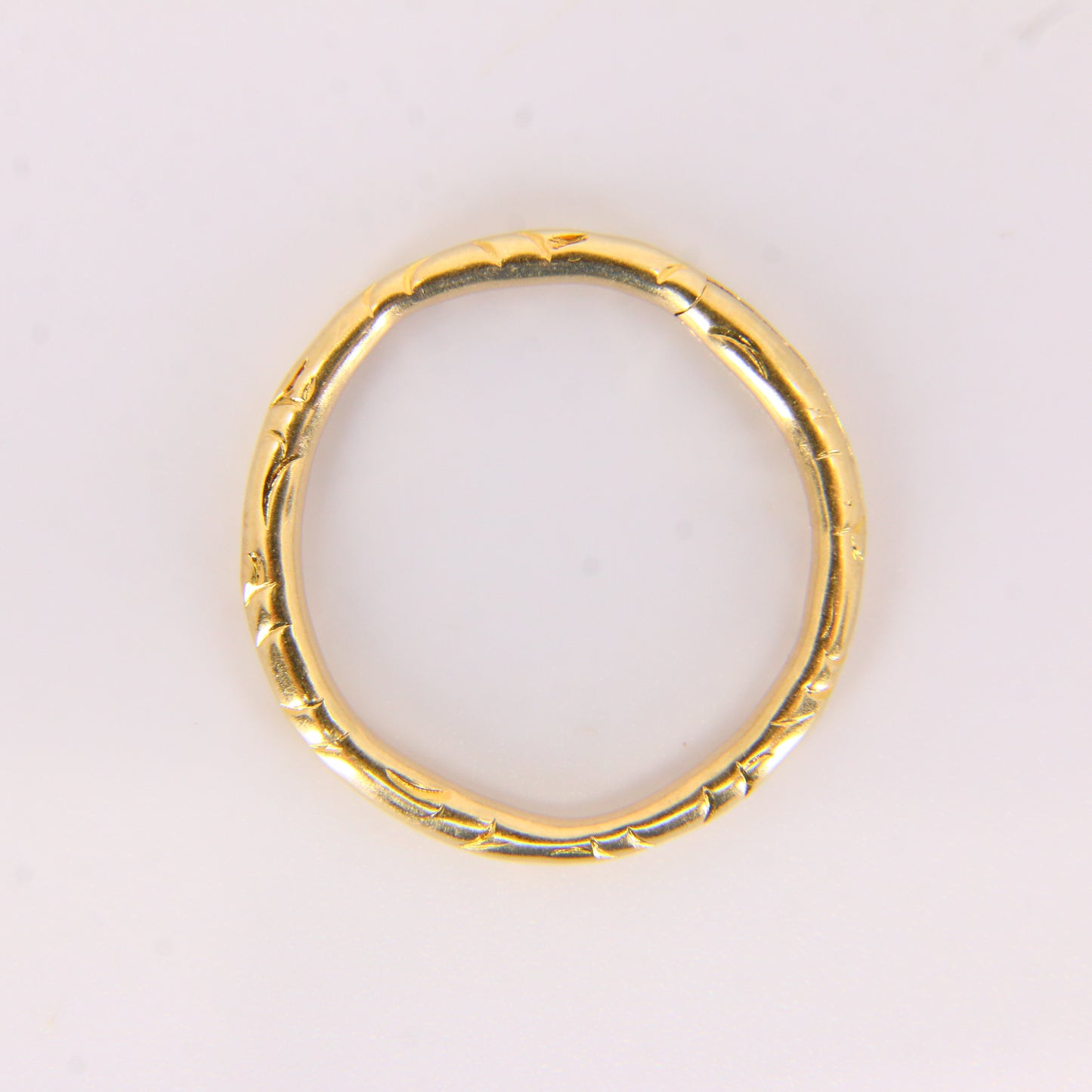Antique 14ct Solid Gold Floral Split Ring – 20mm Yellow Gold Jump Ring