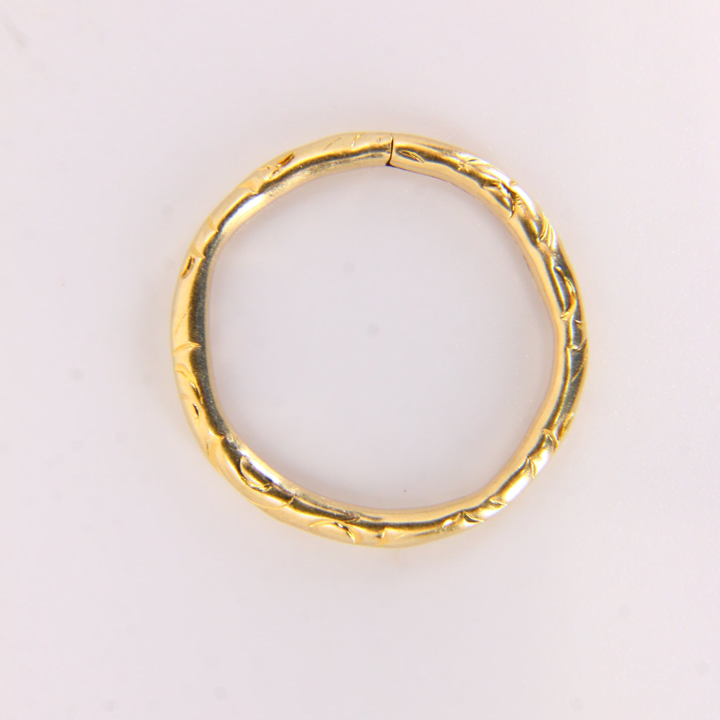 Antique 14ct Solid Gold Floral Split Ring – 20mm Yellow Gold Jump Ring