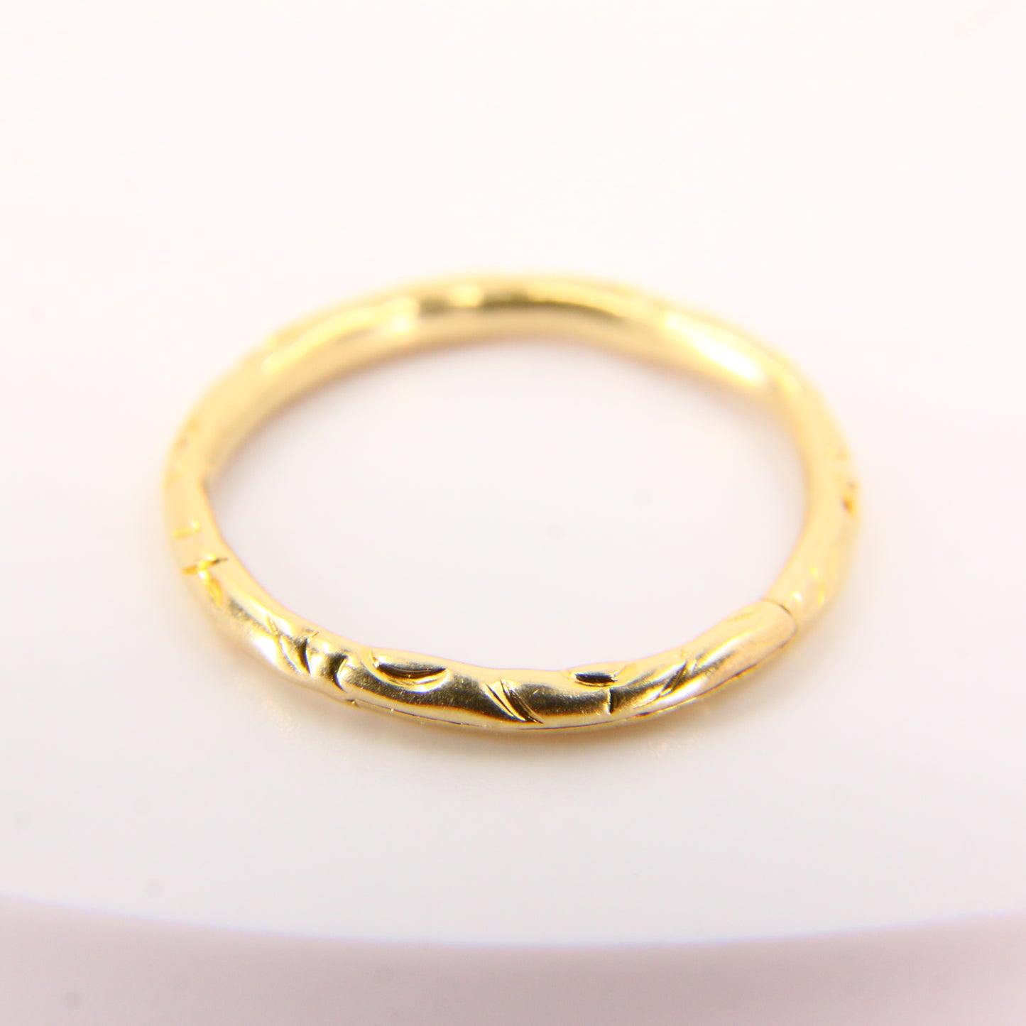 Antique 14ct Solid Gold Floral Split Ring – 20mm Yellow Gold Jump Ring