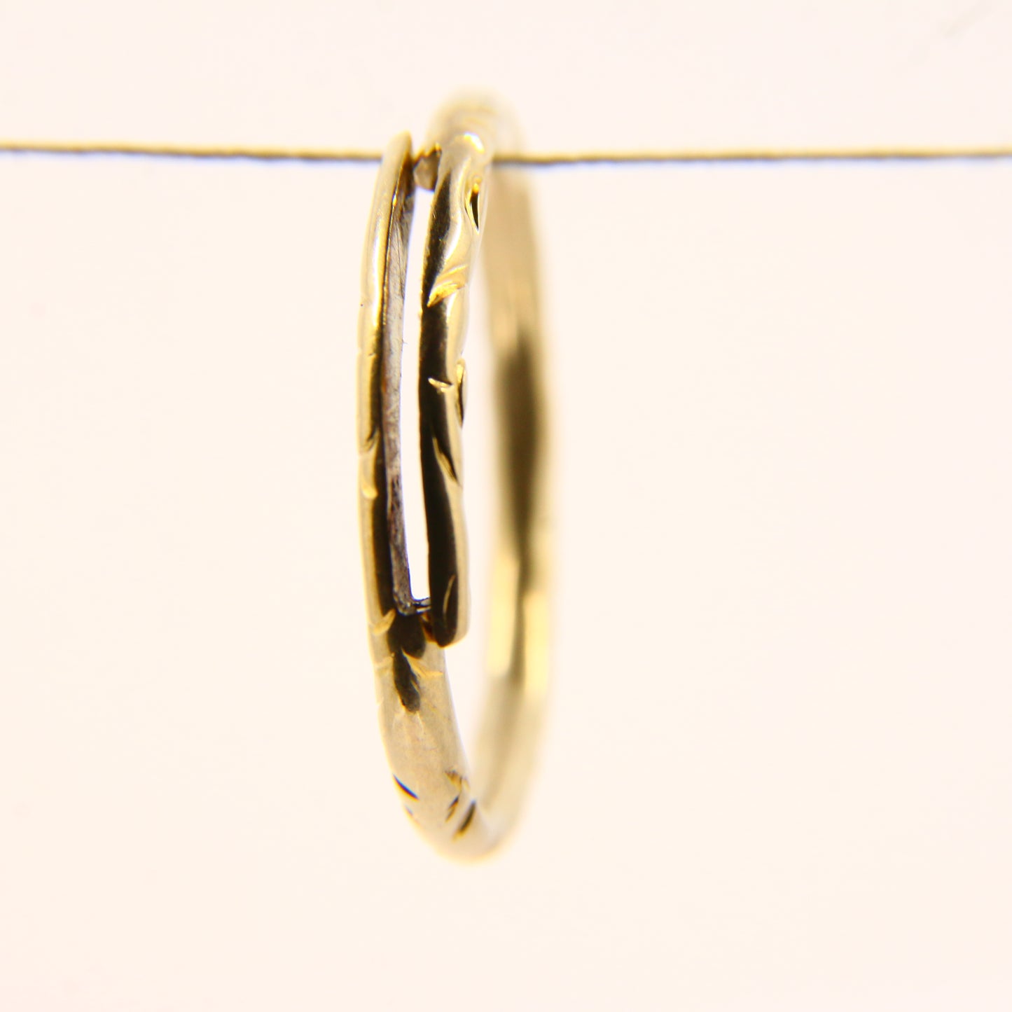 Antique 14ct Solid Gold Floral Split Ring – 20mm Yellow Gold Jump Ring