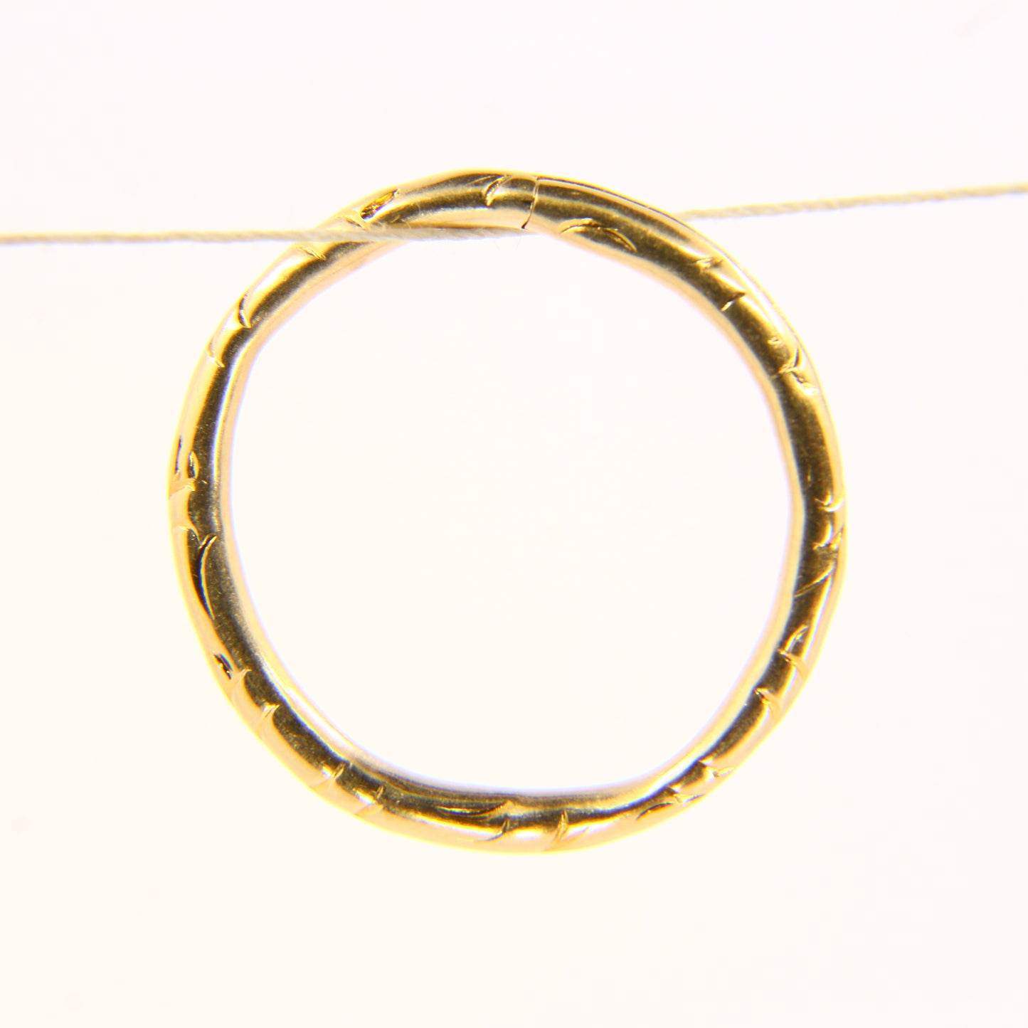 Antique 14ct Solid Gold Floral Split Ring – 20mm Yellow Gold Jump Ring