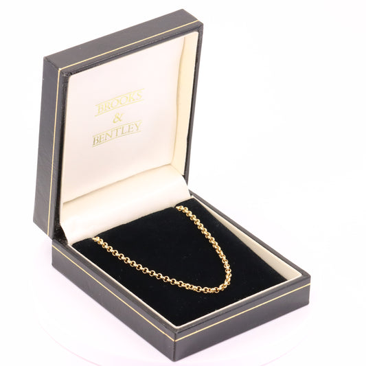 Vintage 18ct Yellow Gold Rolo Chain Necklace 16.5 Inch Belcher Link Boxed Gift