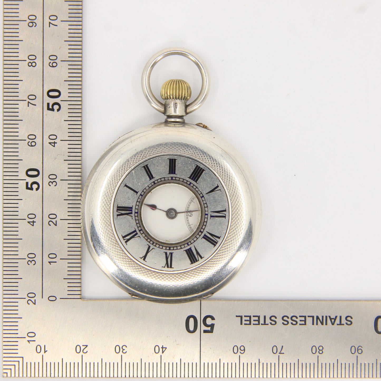 Antique Swiss 935 Silver Demi Hunter Pocket Watch Swiss Lever Movement K&CIE
