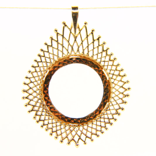 Vintage 9ct Half Sovereign Frame Pendant Solid Yellow Gold Hallmarked Coin Frame