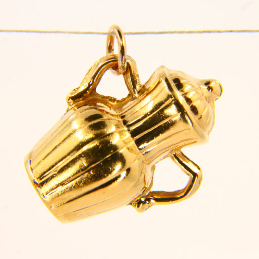 Vintage 9ct Georg Jensen Pottery Urn Charm – Hallmarked Yellow Gold Pendant
