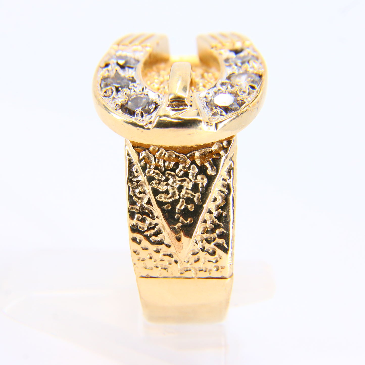 Vintage 9ct Gold Buckle Statement Ring CZ Hallmarked Yellow Gold UK Size X Boxed