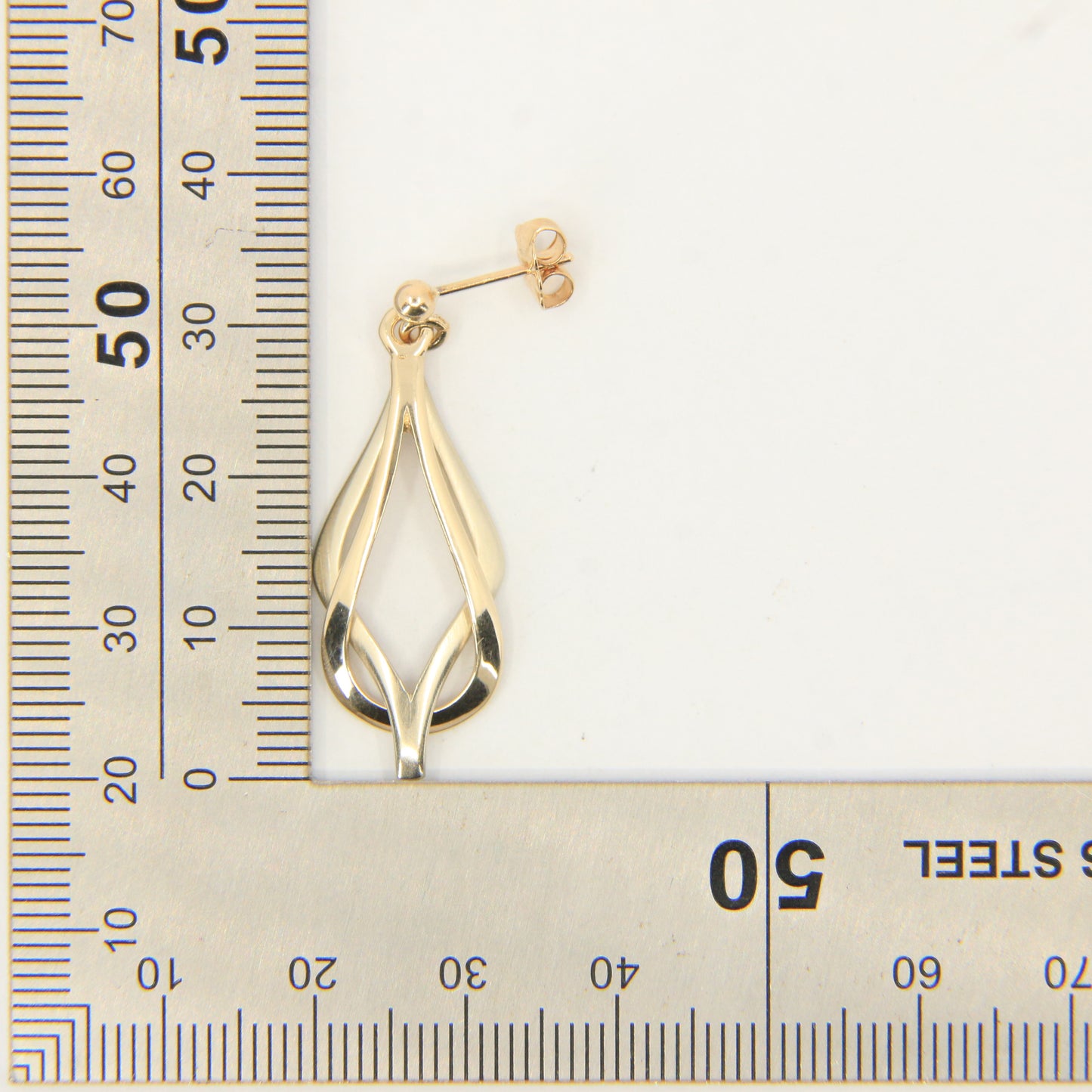 Vintage 9ct Hallmarked Shetland Sheila Fleet Two Tone Gold Drop Earrings Boxed