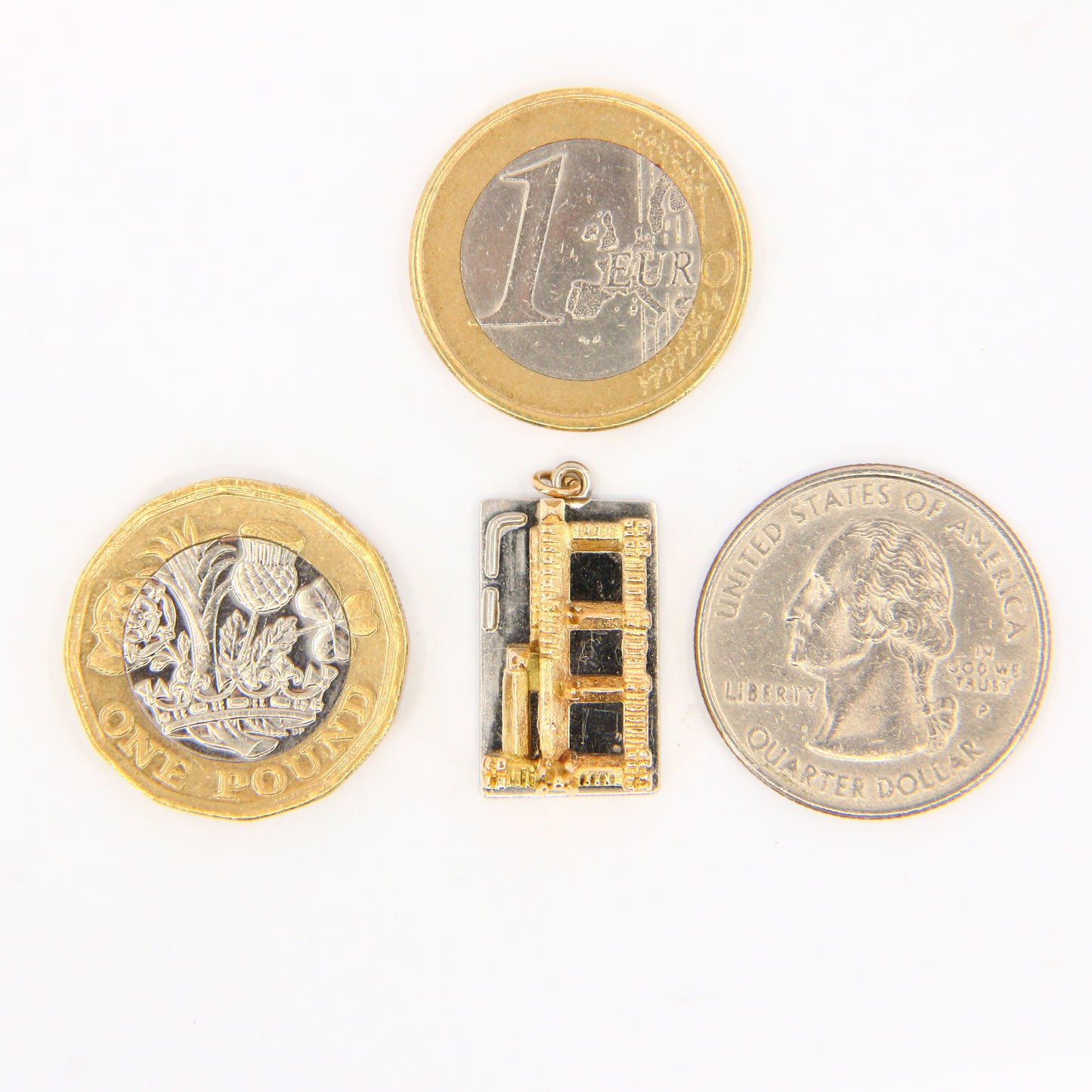 Vintage 9ct White & Yellow Gold Houses of Parliament Charm – 1952 London Pendant