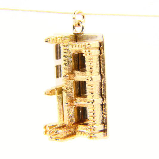 Vintage 9ct White & Yellow Gold Houses of Parliament Charm – 1952 London Pendant