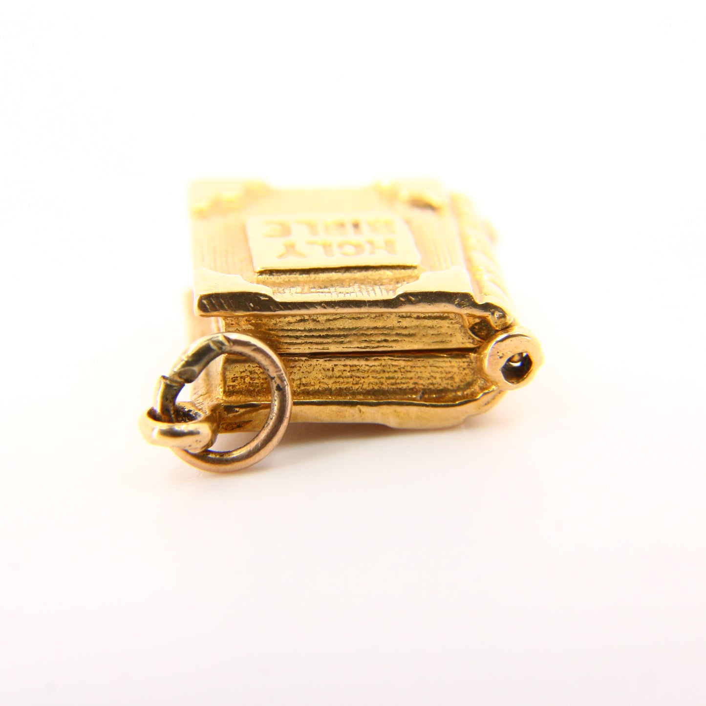 Vintage 9ct Holy Bible Charm – Hallmarked Yellow Gold Opening Pendant